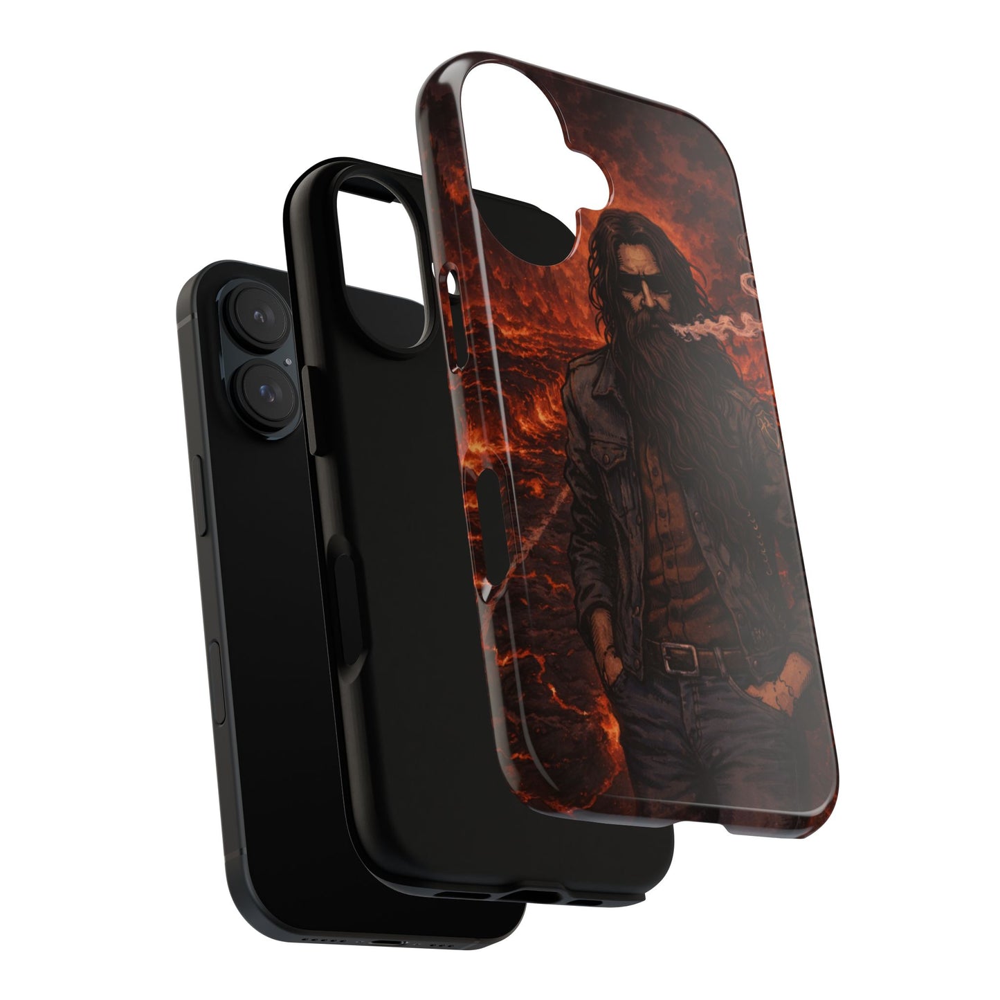 Rugged Beardman Phone Case — Smoky Lava Biker Design