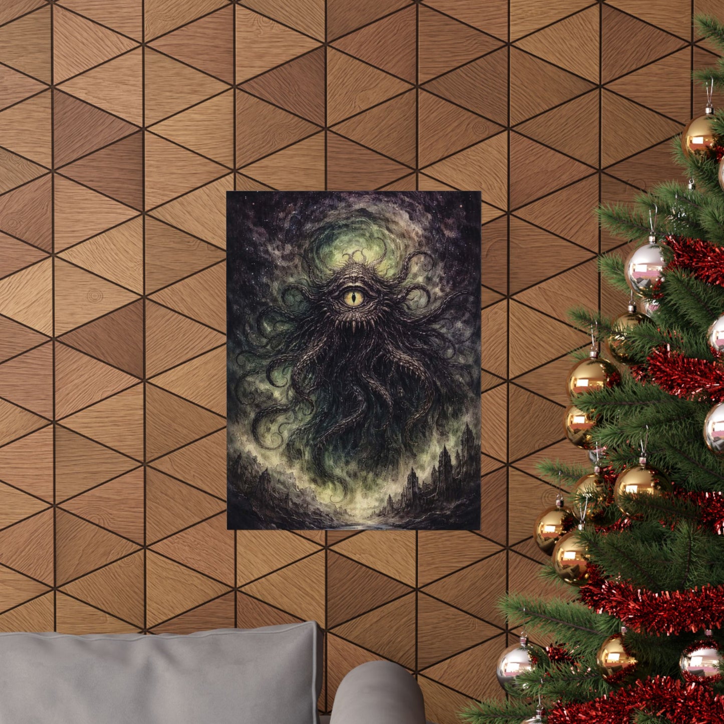 Cosmic Eye Horror Poster — Matte Vertical Lovecraft Tentacle Wall Art