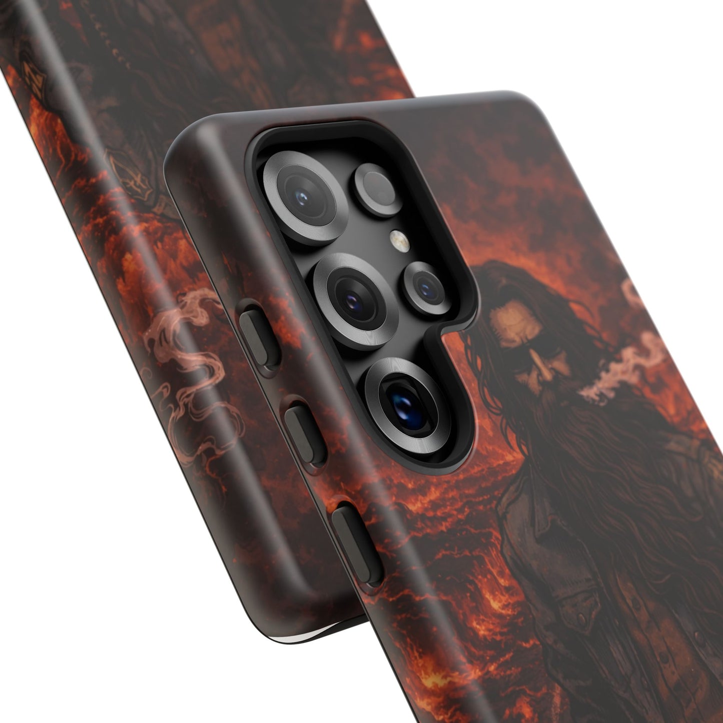 Rugged Beardman Phone Case — Smoky Lava Biker Design