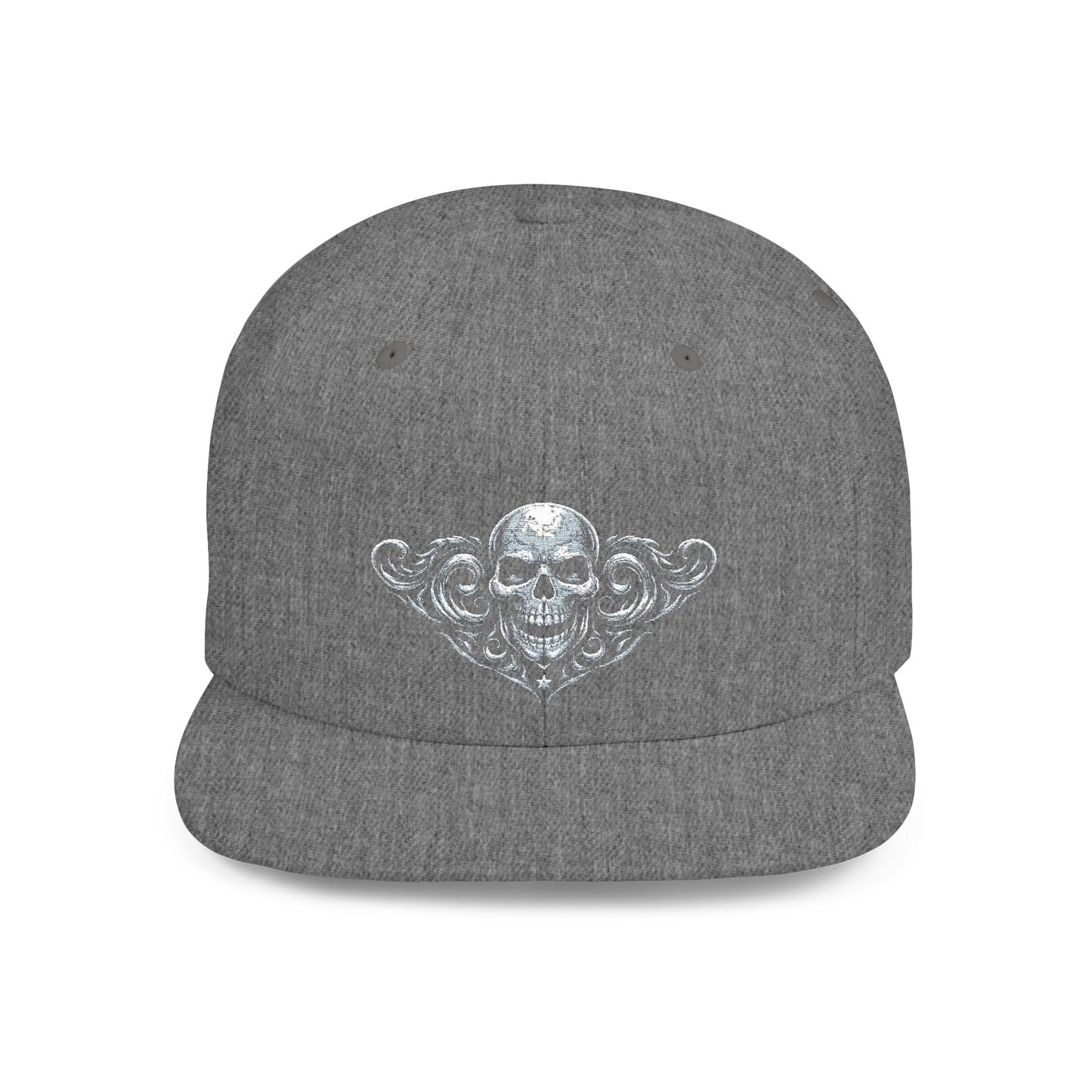 Diamond Skull Flat Bill Snapback Hat — Bling Skull Embroidered Cap