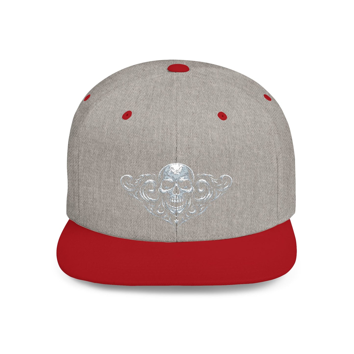 Diamond Skull Flat Bill Snapback Hat — Bling Skull Embroidered Cap