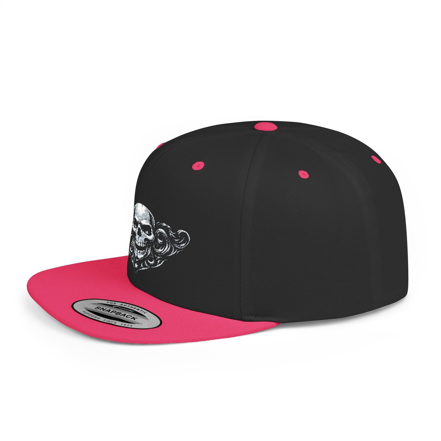 Diamond Skull Flat Bill Snapback Hat — Bling Skull Embroidered Cap