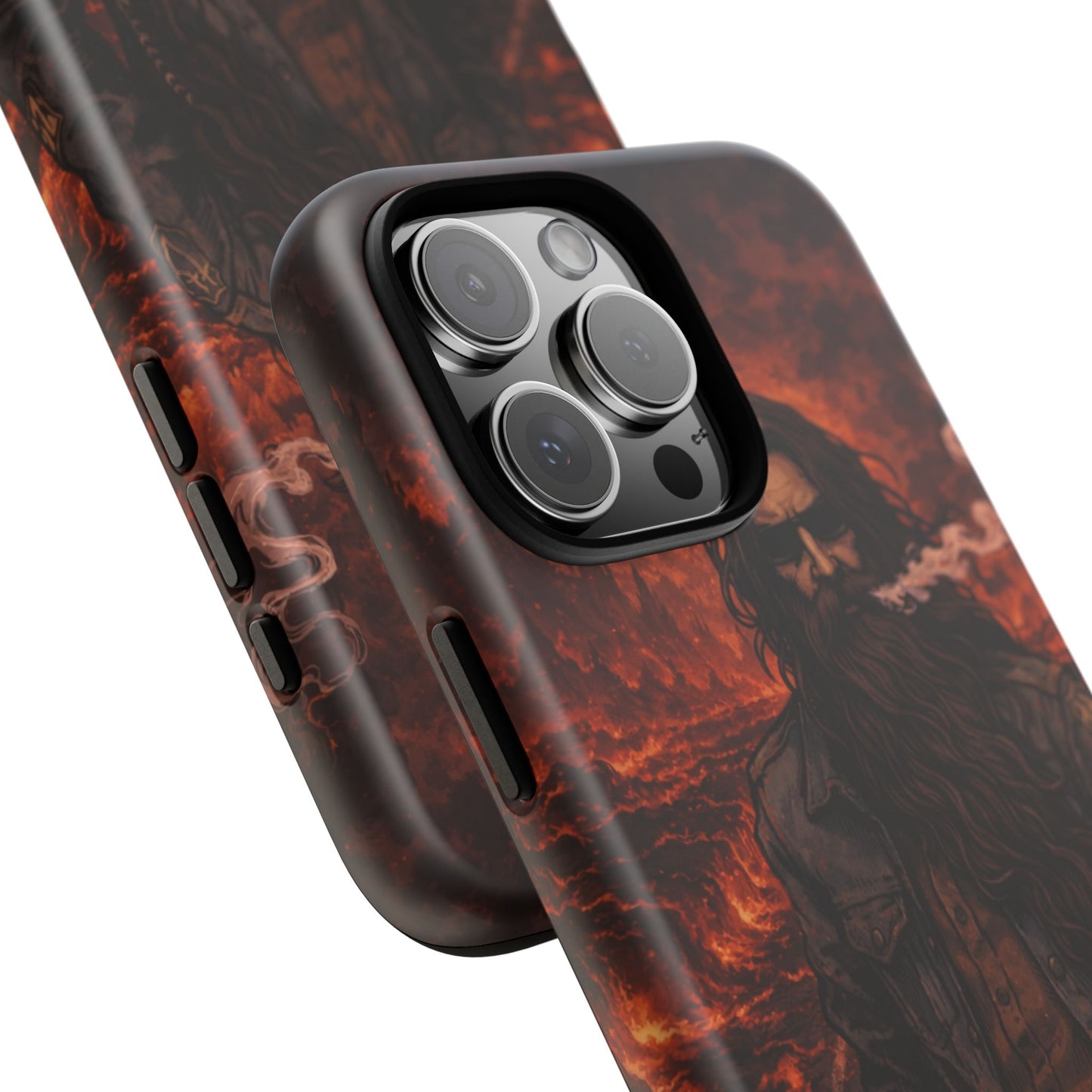 Rugged Beardman Phone Case — Smoky Lava Biker Design