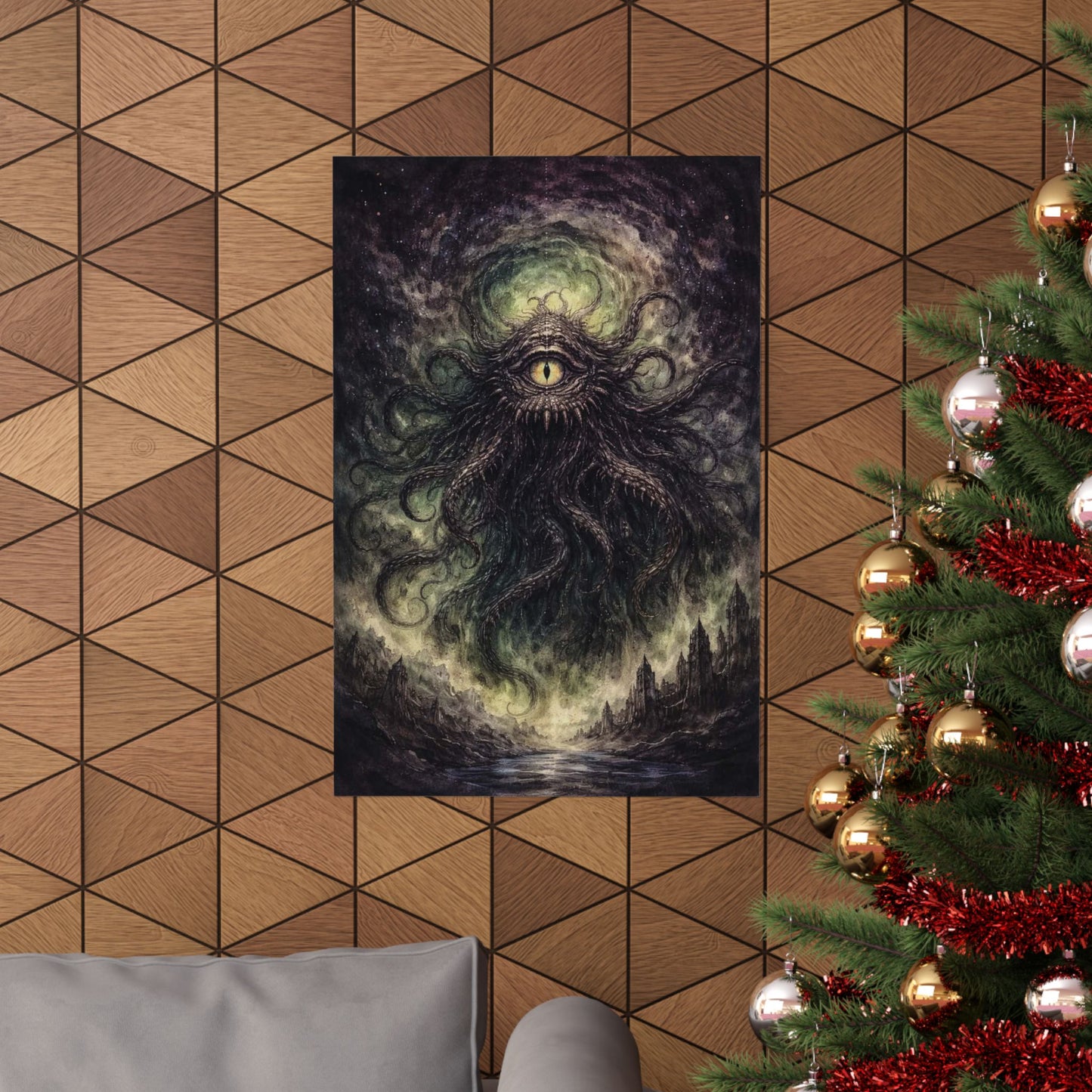 Cosmic Eye Horror Poster — Matte Vertical Lovecraft Tentacle Wall Art