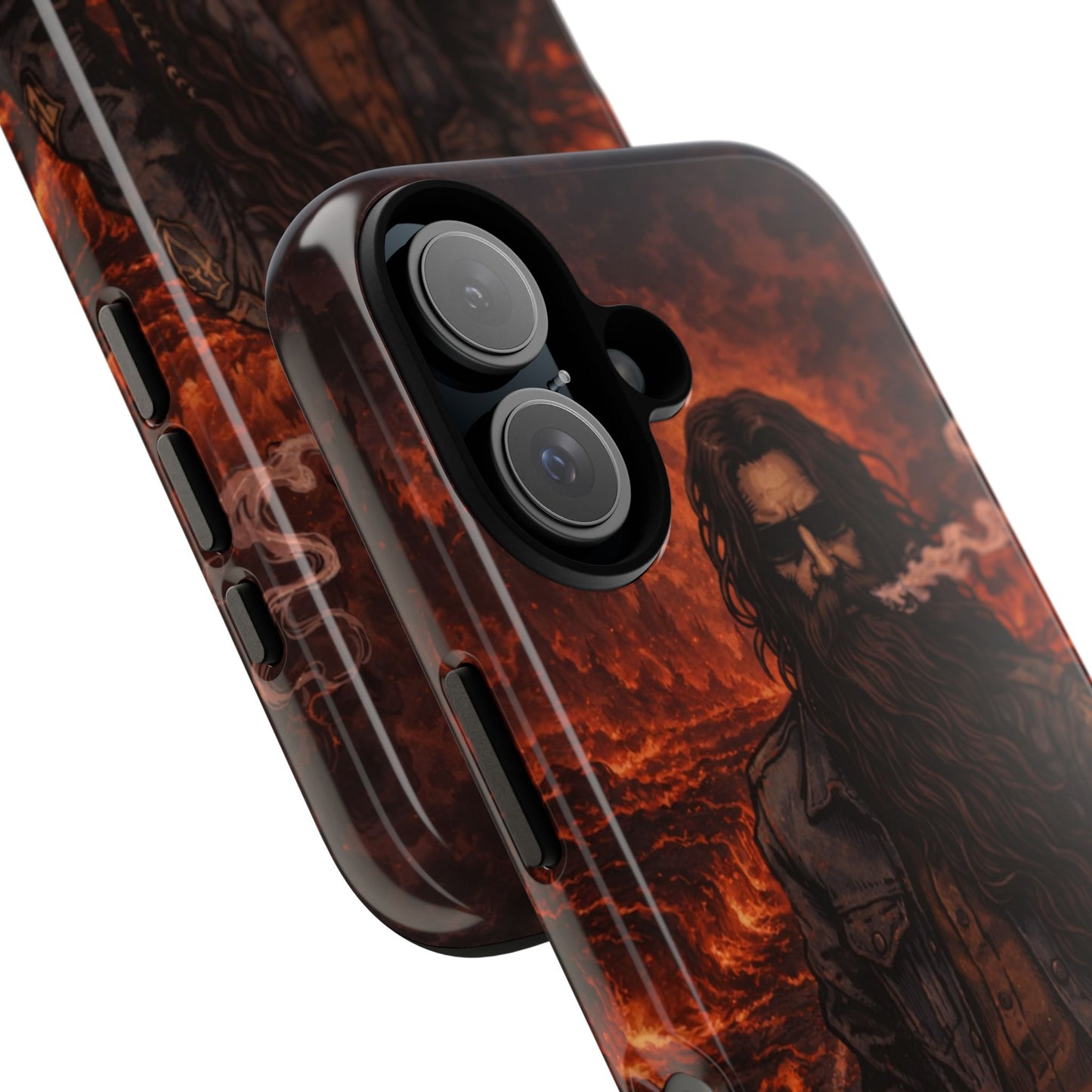Rugged Beardman Phone Case — Smoky Lava Biker Design