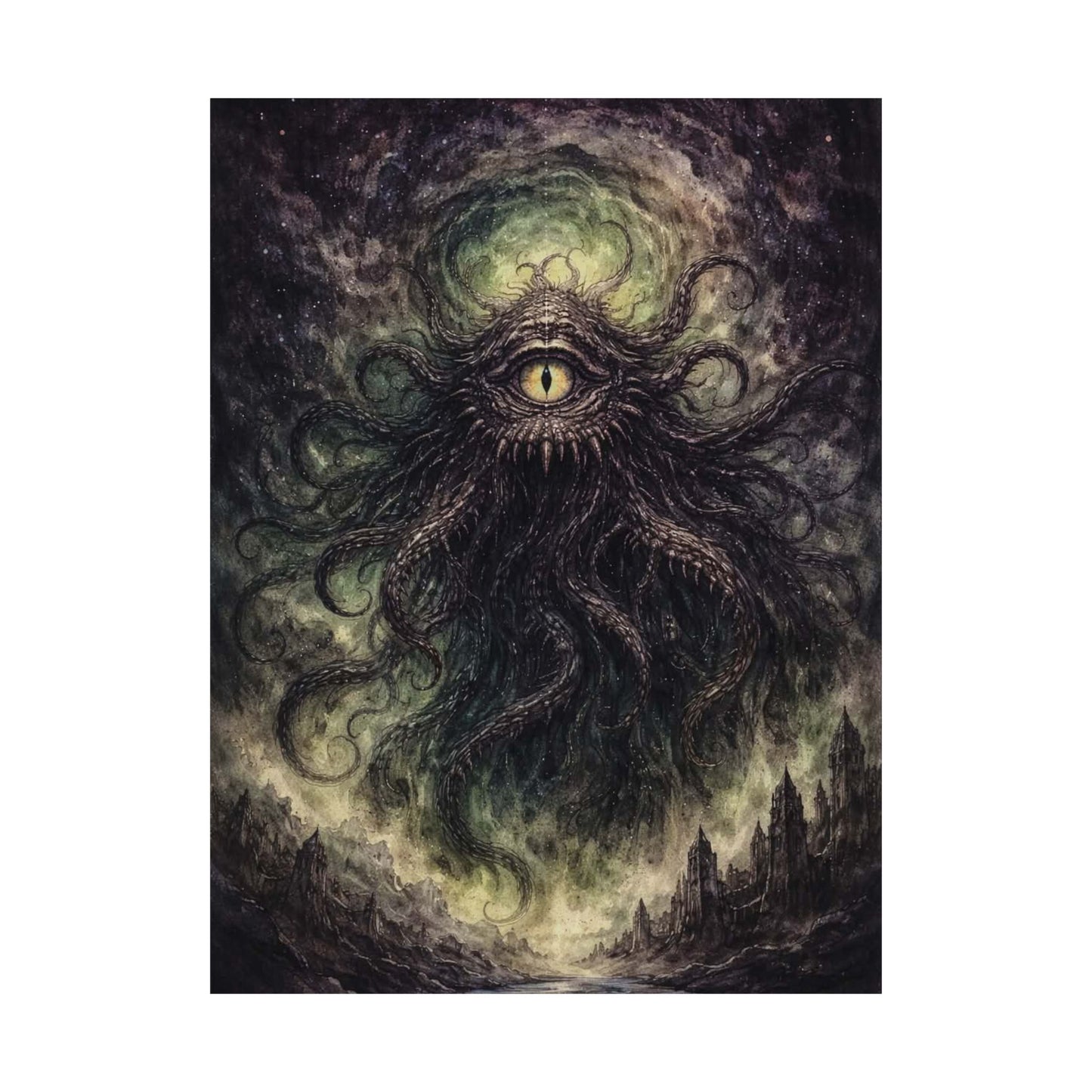 Cosmic Eye Horror Poster — Matte Vertical Lovecraft Tentacle Wall Art