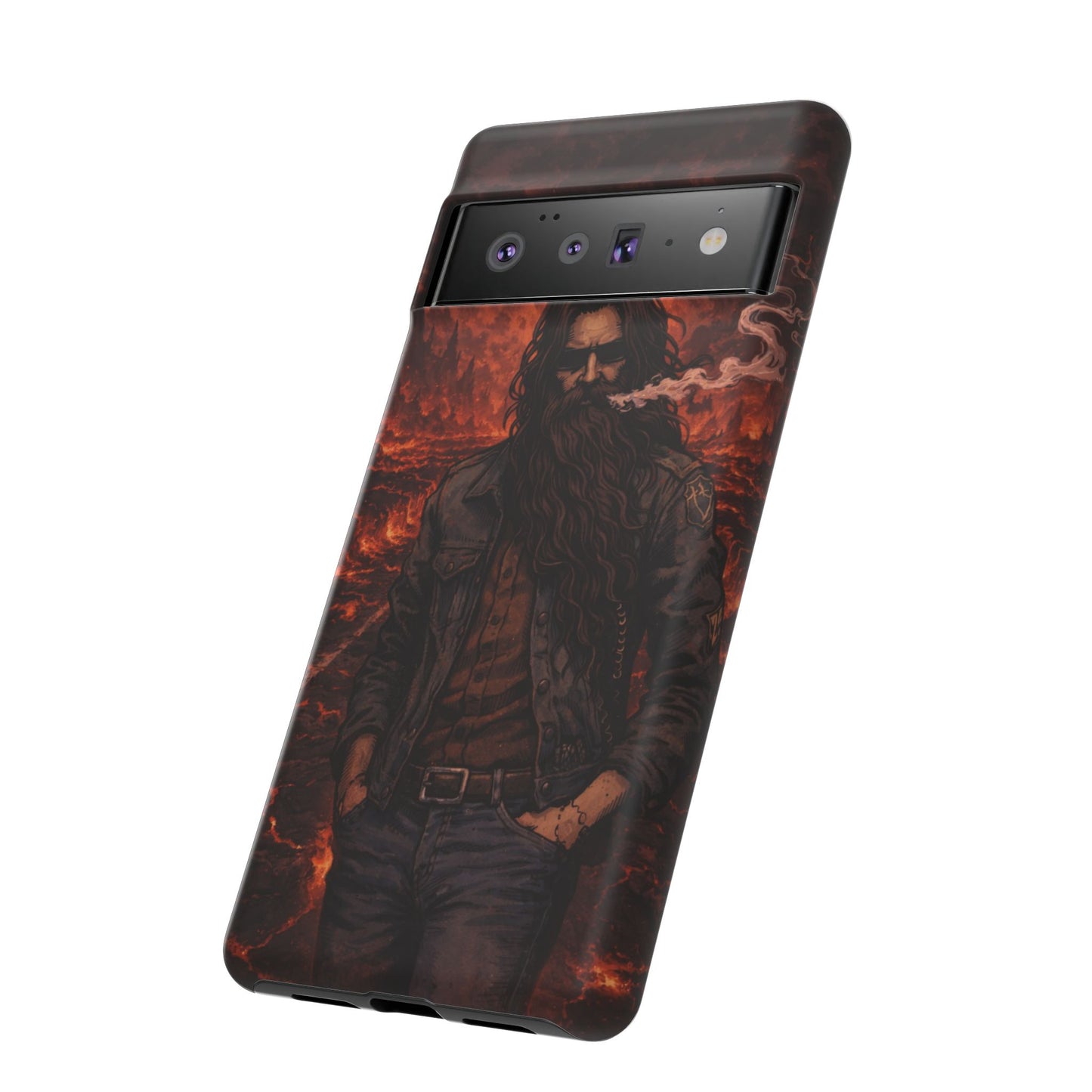Rugged Beardman Phone Case — Smoky Lava Biker Design