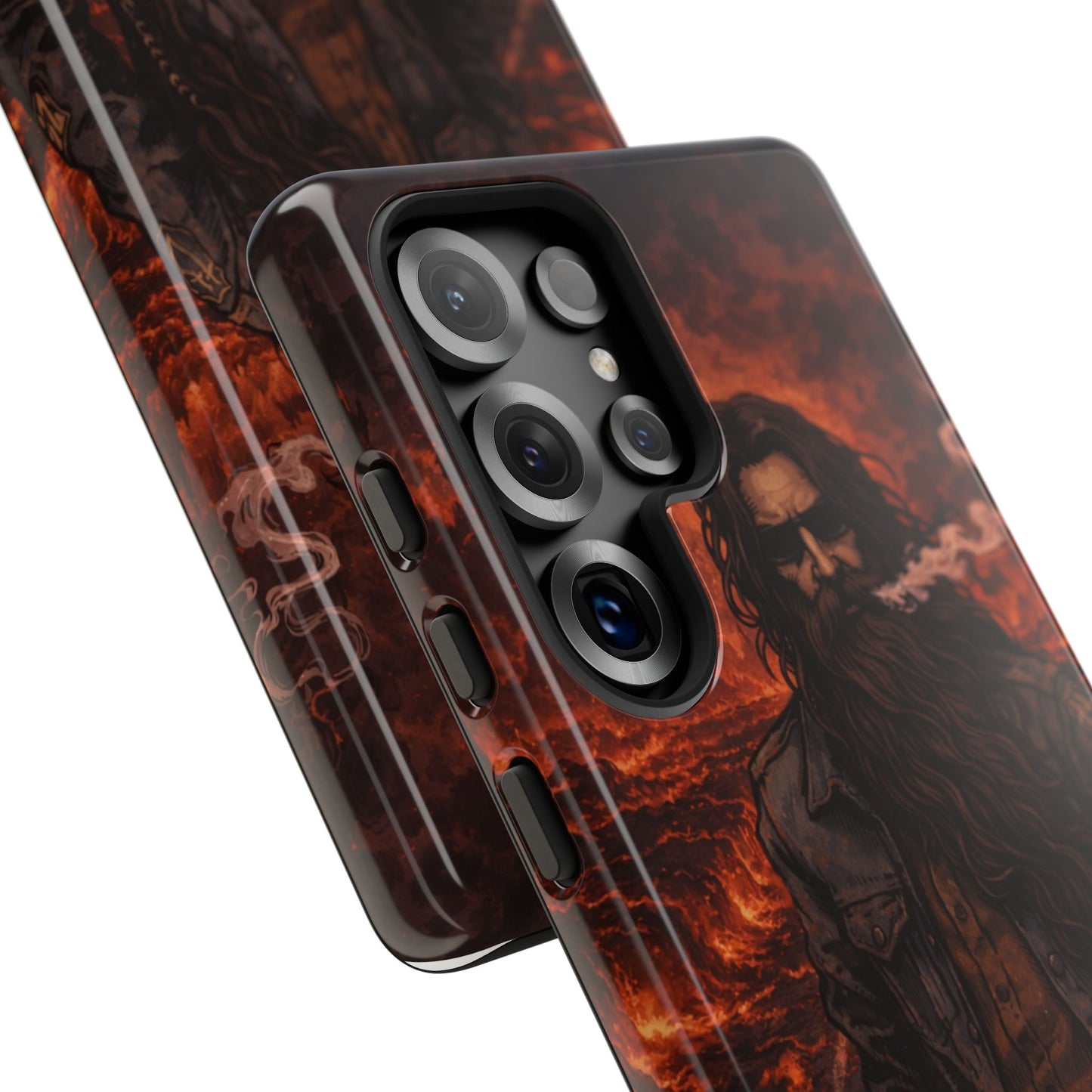 Rugged Beardman Phone Case — Smoky Lava Biker Design