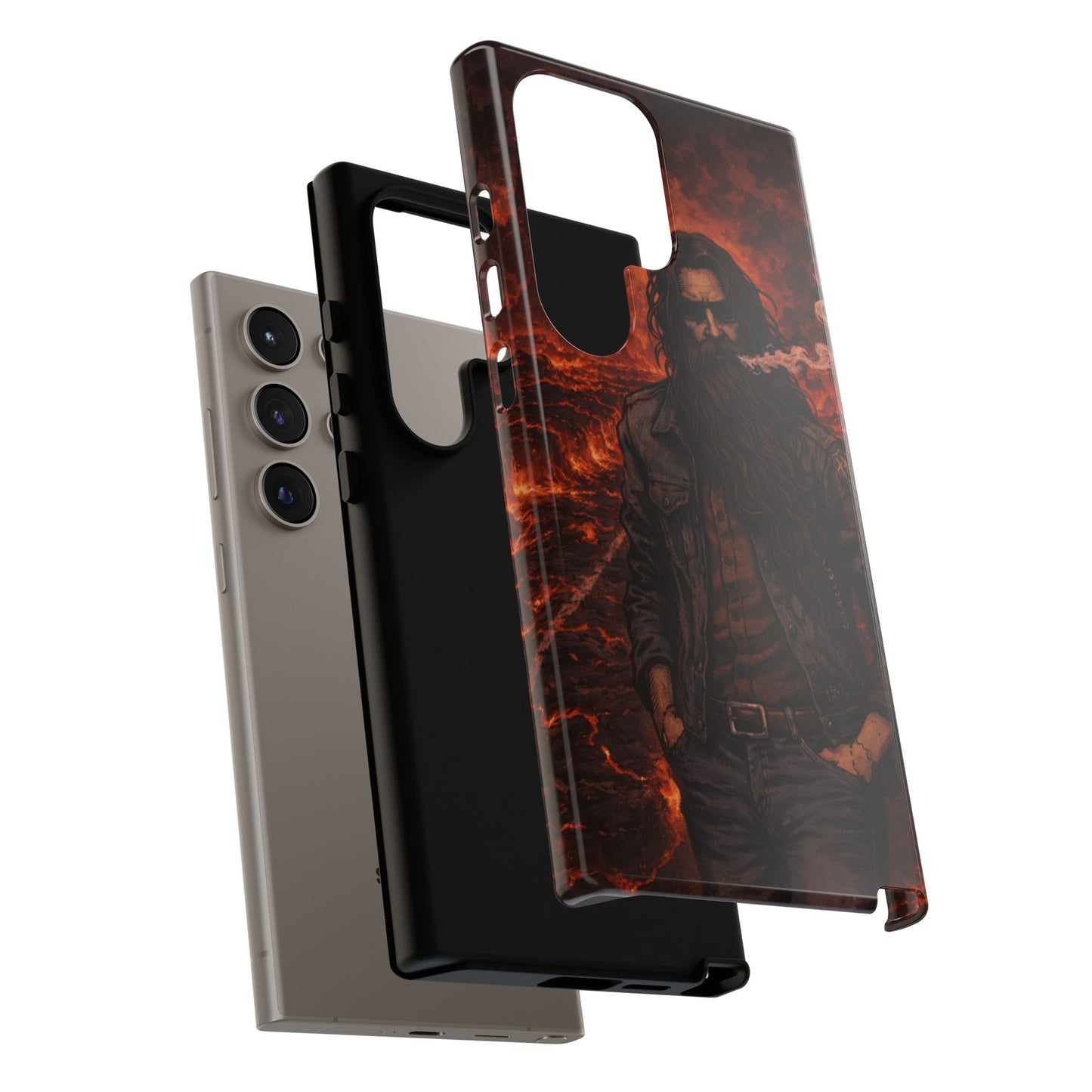 Rugged Beardman Phone Case — Smoky Lava Biker Design