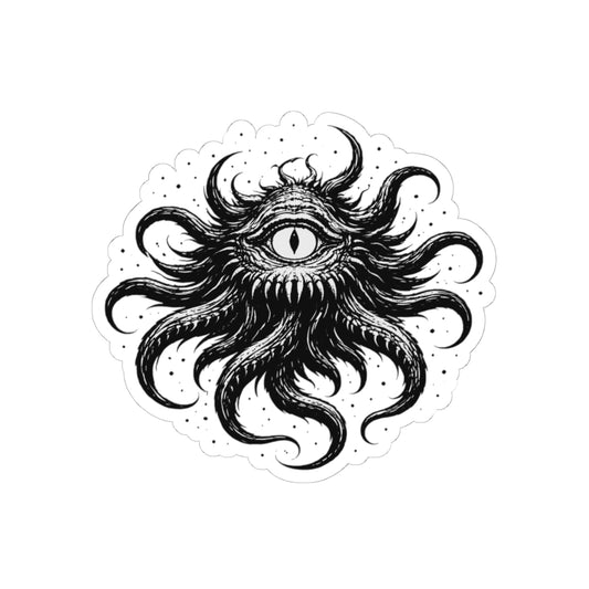 Cosmic Eye Sticker — Monochrome Eye Kraken Kiss-Cut Vinyl