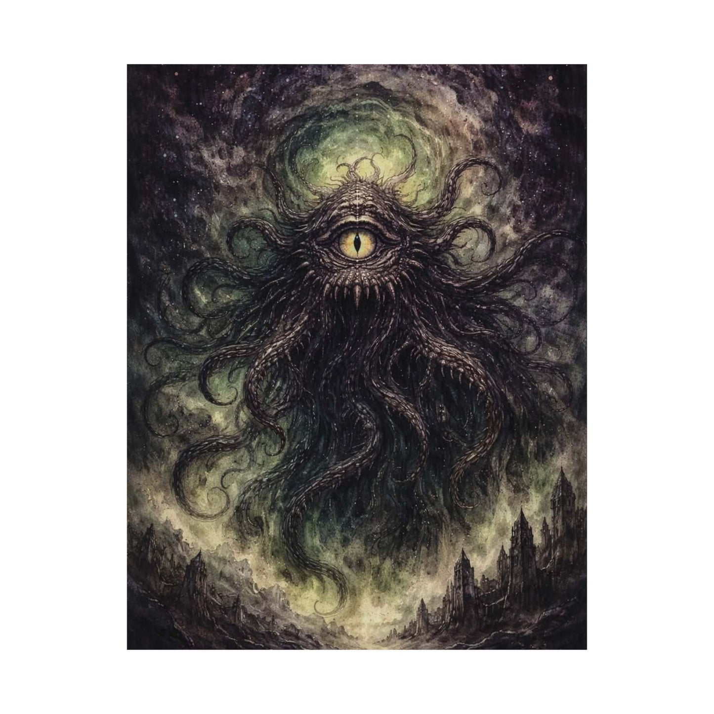 Cosmic Eye Horror Poster — Matte Vertical Lovecraft Tentacle Wall Art