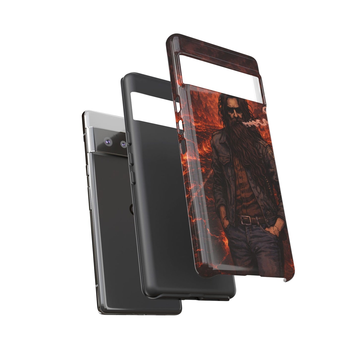 Rugged Beardman Phone Case — Smoky Lava Biker Design