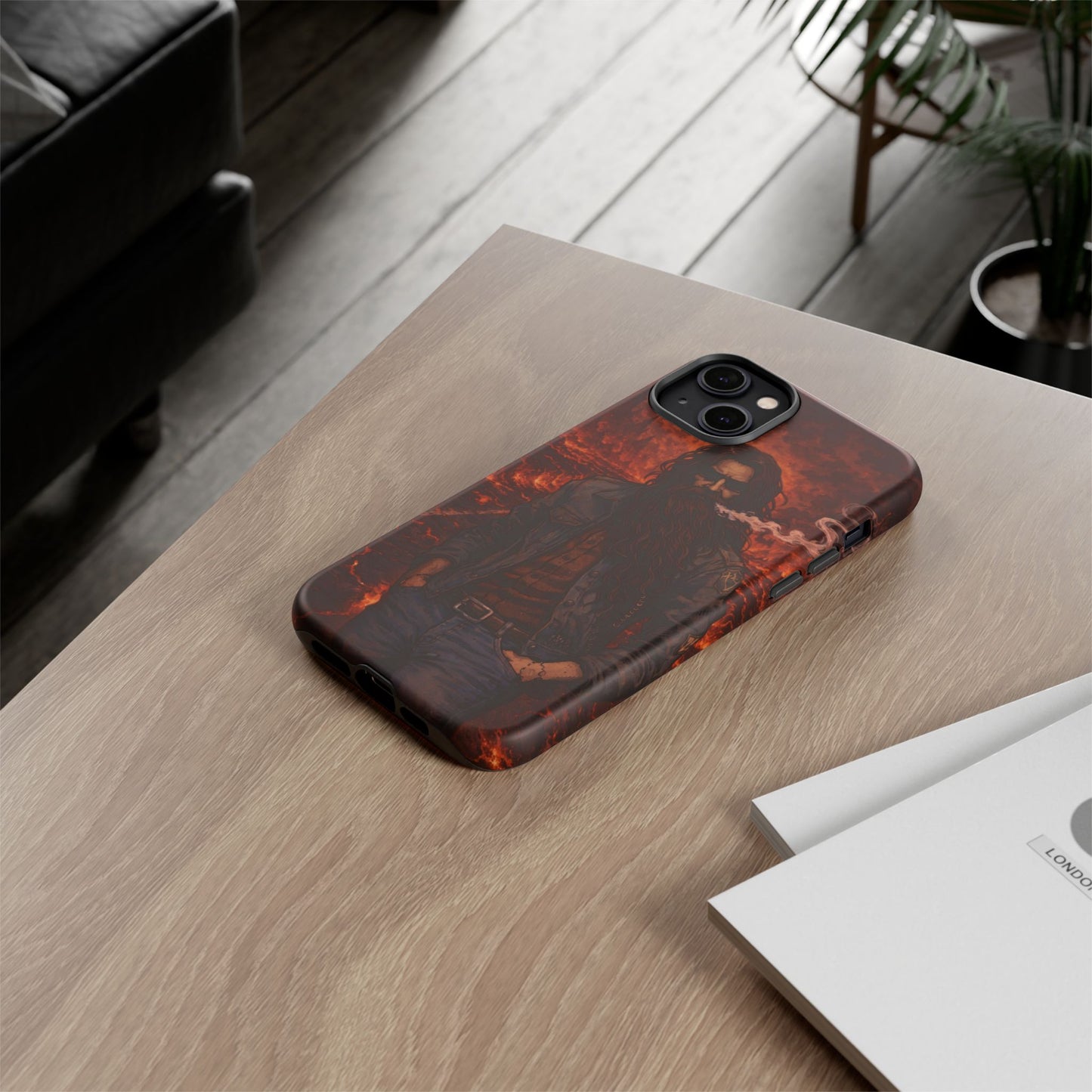 Rugged Beardman Phone Case — Smoky Lava Biker Design