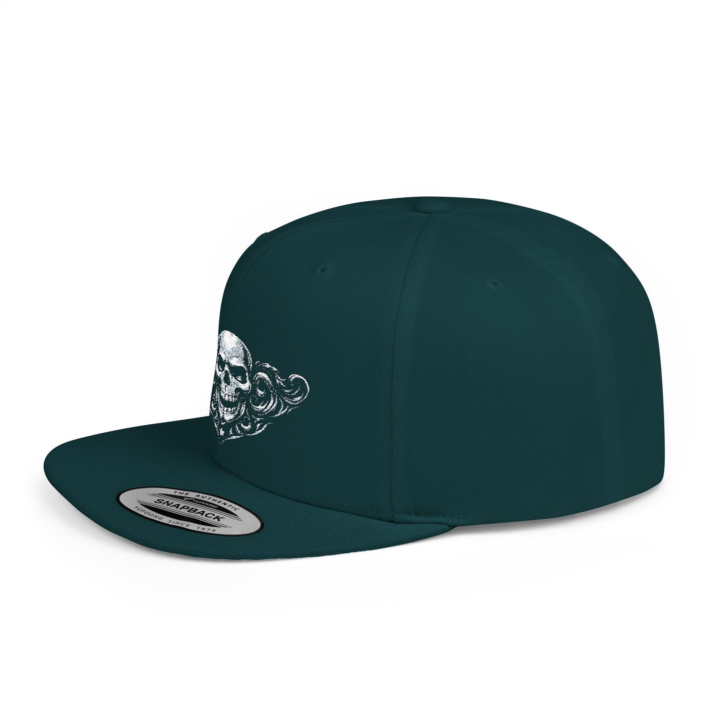 Diamond Skull Flat Bill Snapback Hat — Bling Skull Embroidered Cap