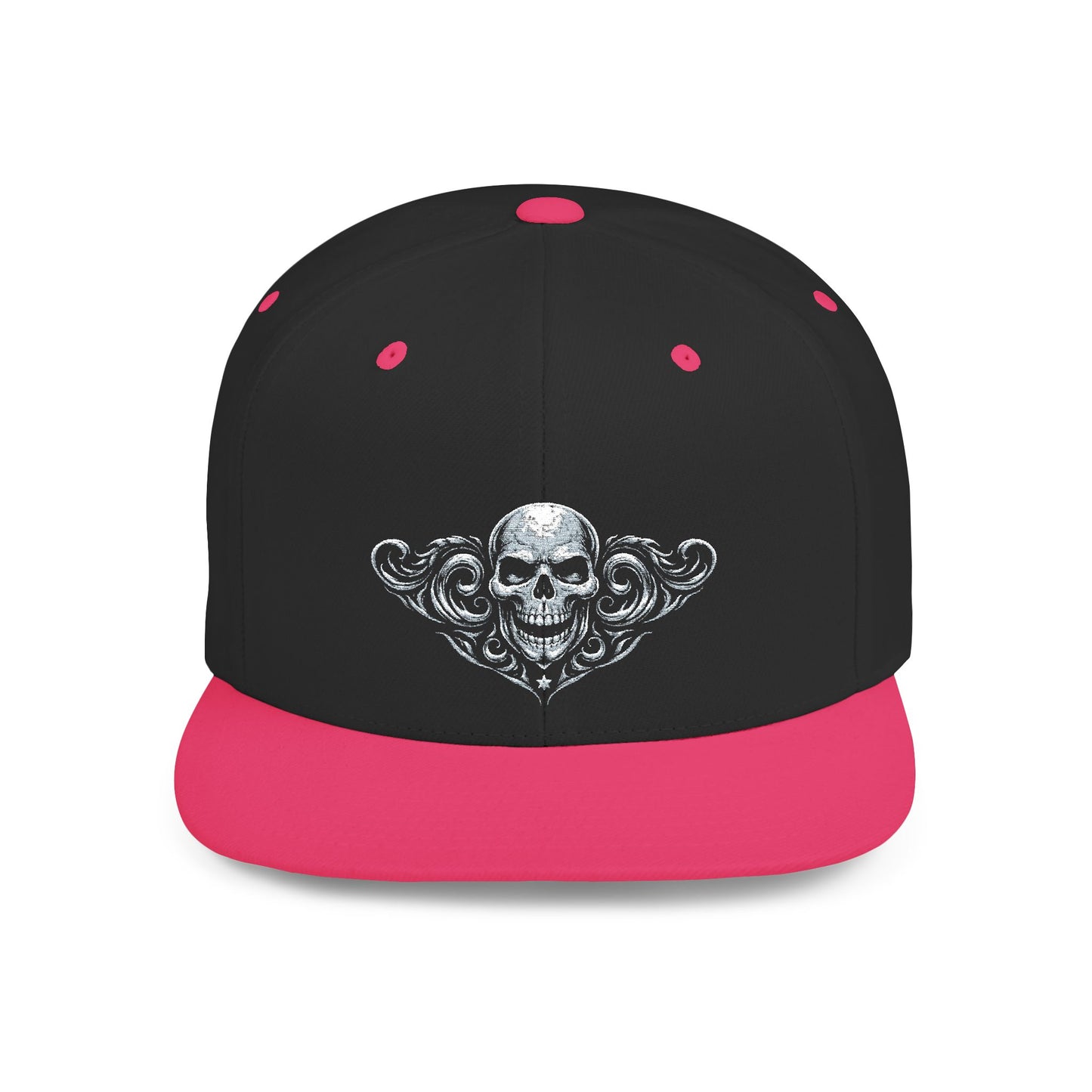 Diamond Skull Flat Bill Snapback Hat — Bling Skull Embroidered Cap