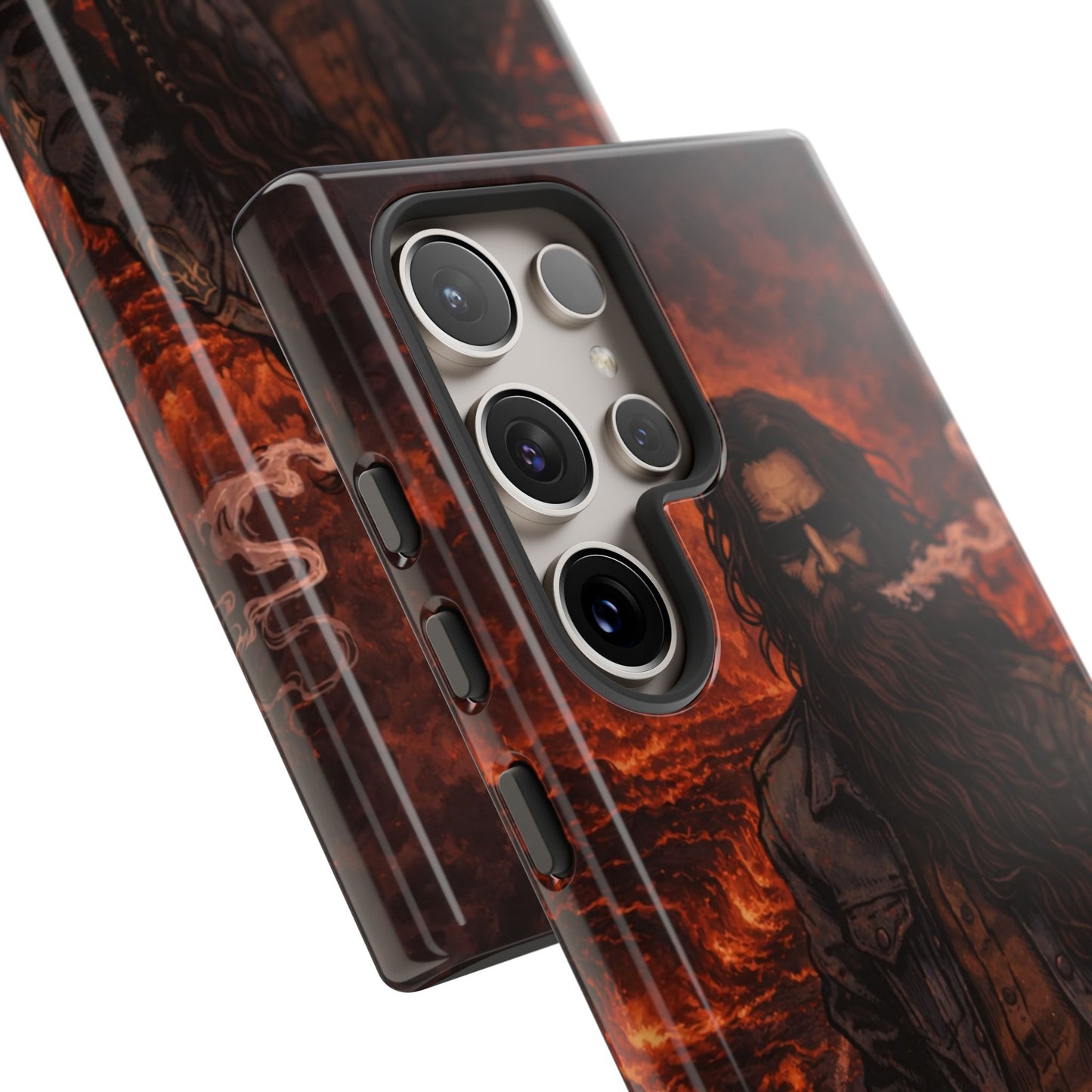Rugged Beardman Phone Case — Smoky Lava Biker Design