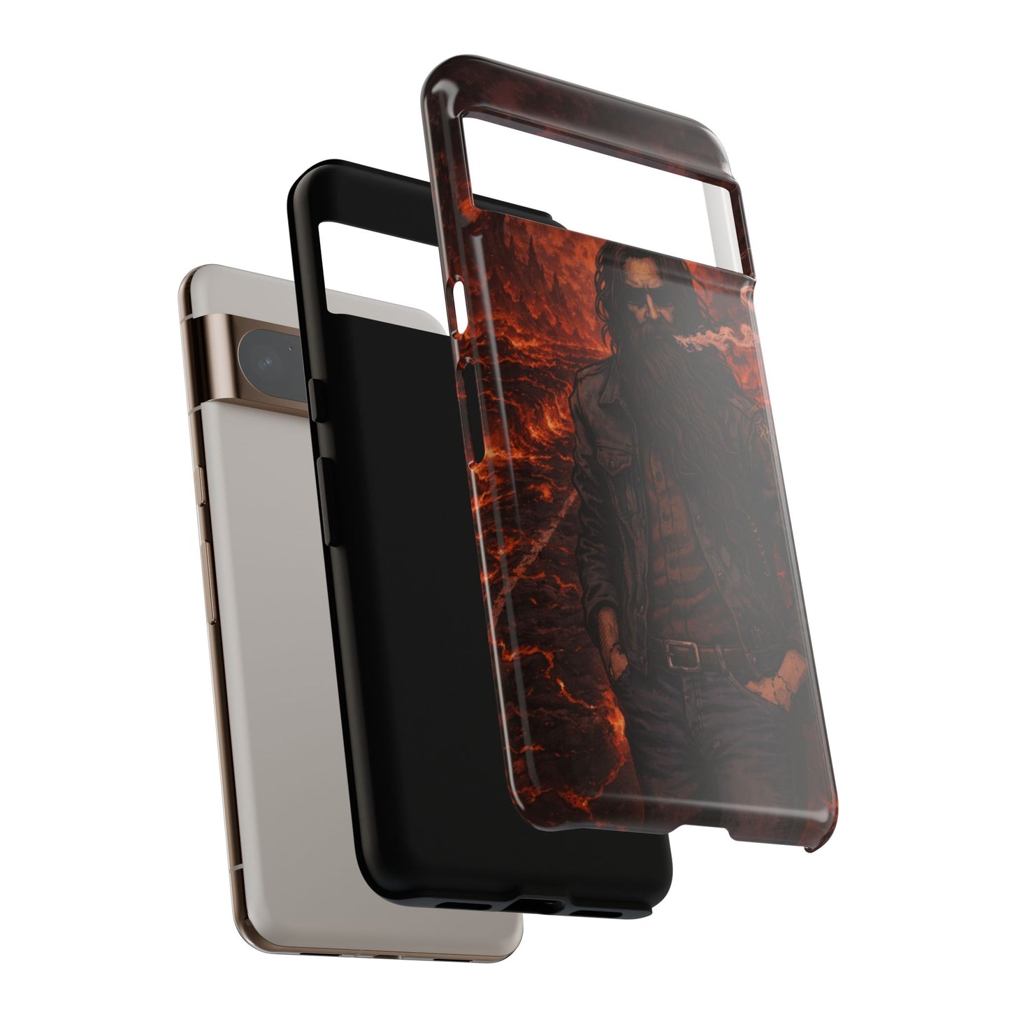 Rugged Beardman Phone Case — Smoky Lava Biker Design