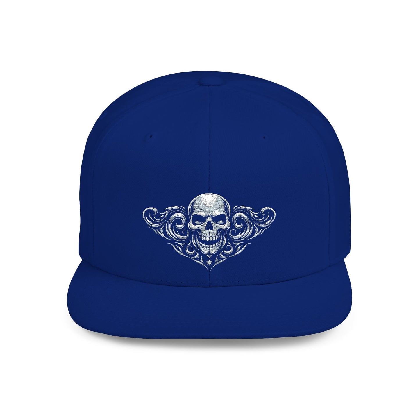Diamond Skull Flat Bill Snapback Hat — Bling Skull Embroidered Cap