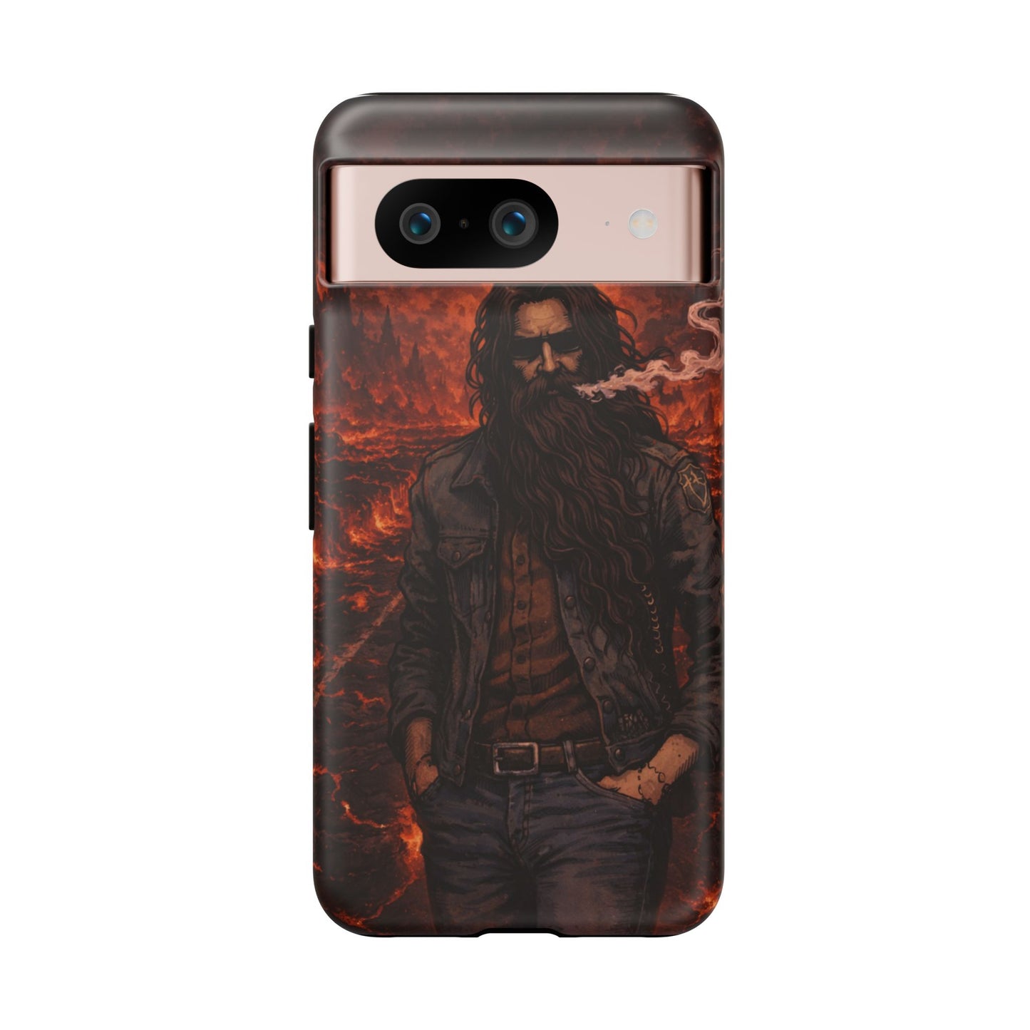 Rugged Beardman Phone Case — Smoky Lava Biker Design