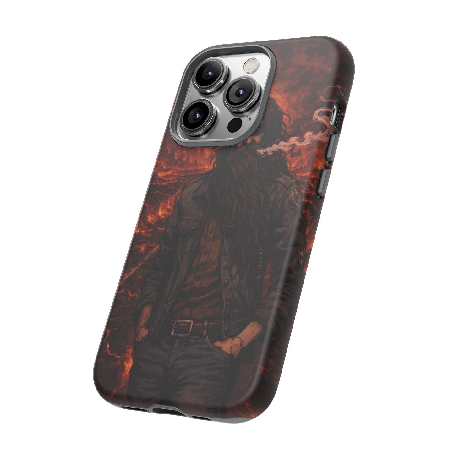 Rugged Beardman Phone Case — Smoky Lava Biker Design