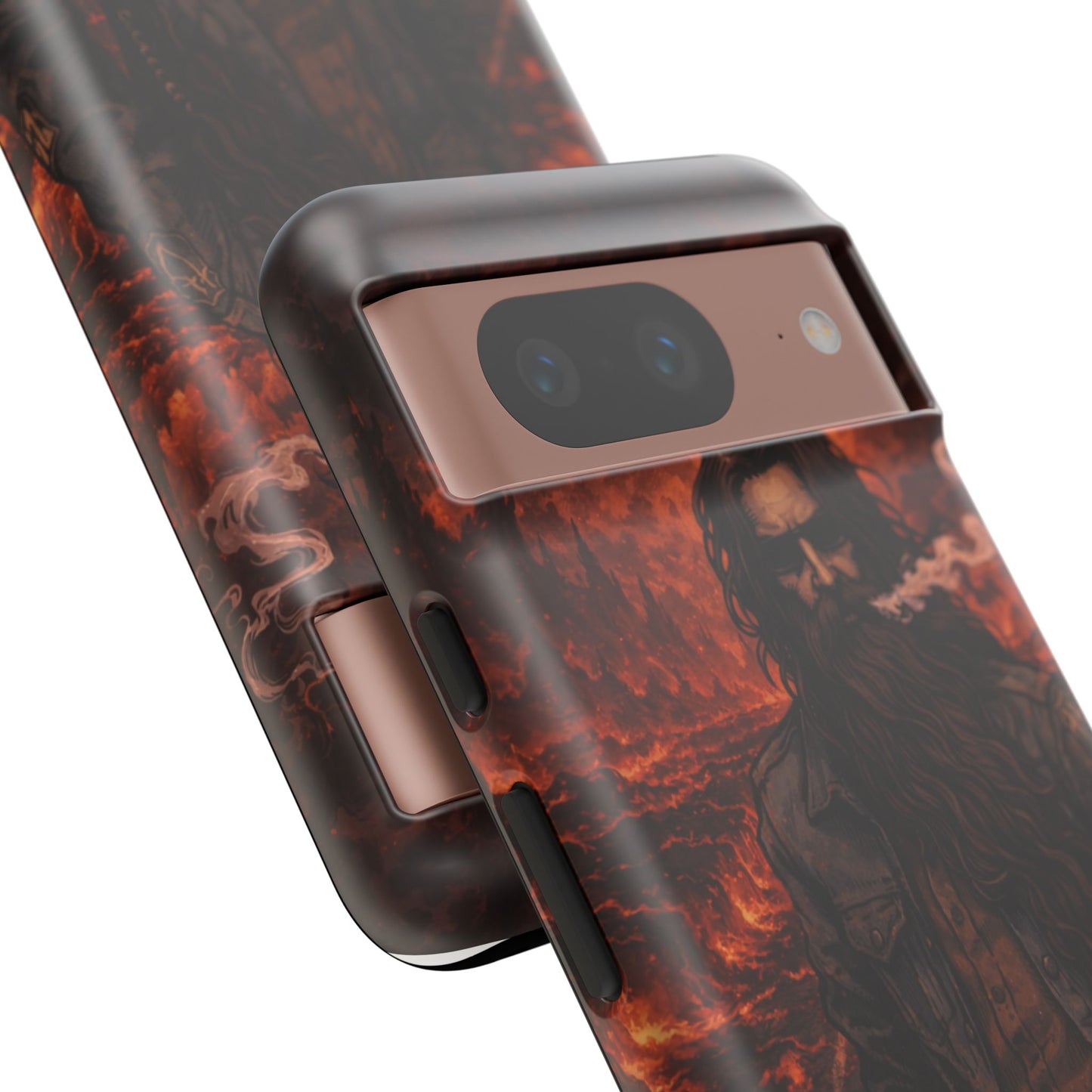 Rugged Beardman Phone Case — Smoky Lava Biker Design