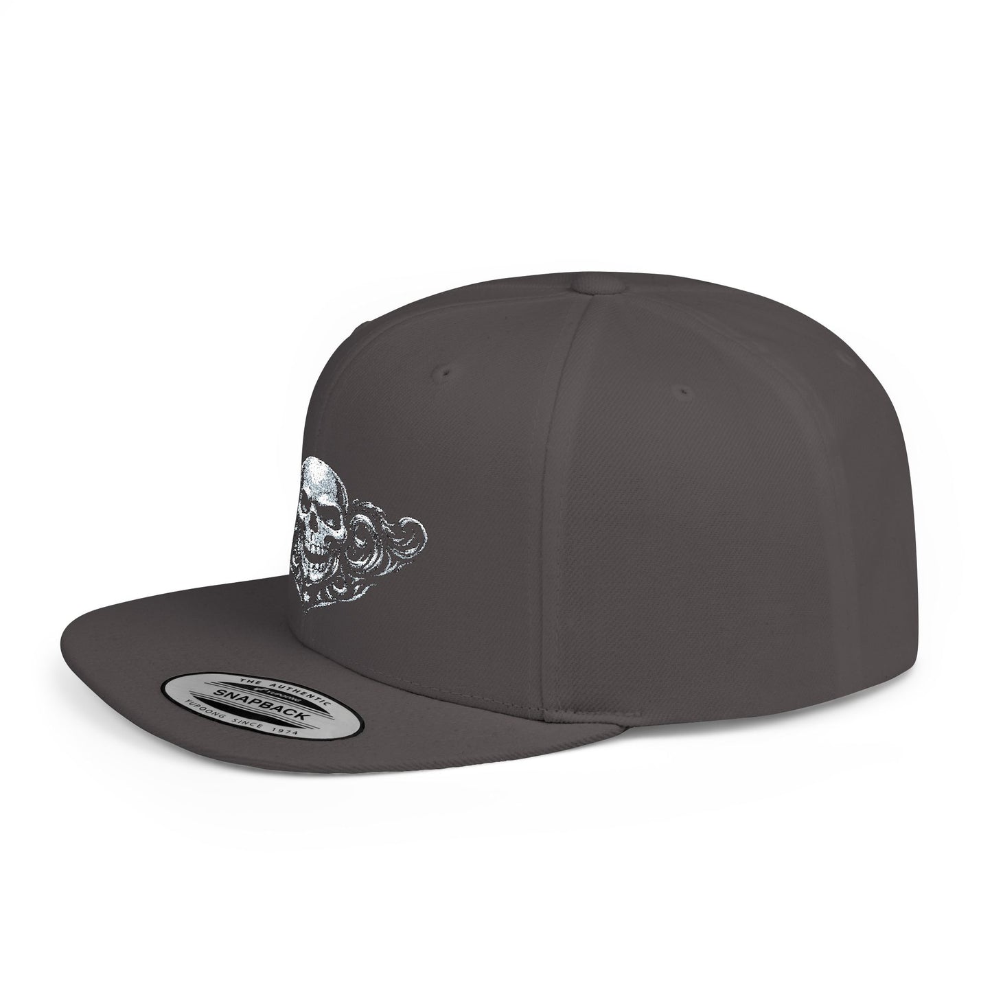 Diamond Skull Flat Bill Snapback Hat — Bling Skull Embroidered Cap