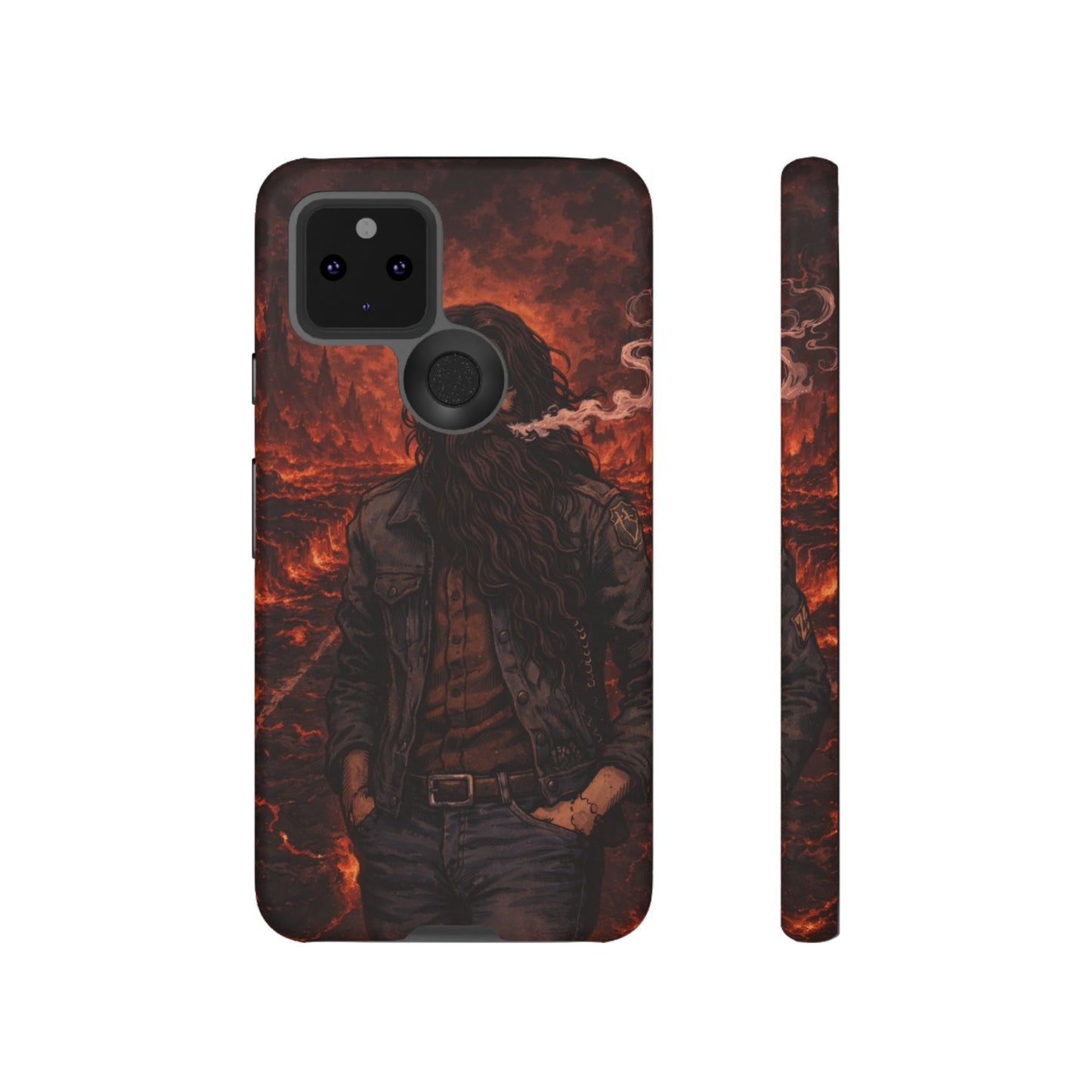 Rugged Beardman Phone Case — Smoky Lava Biker Design