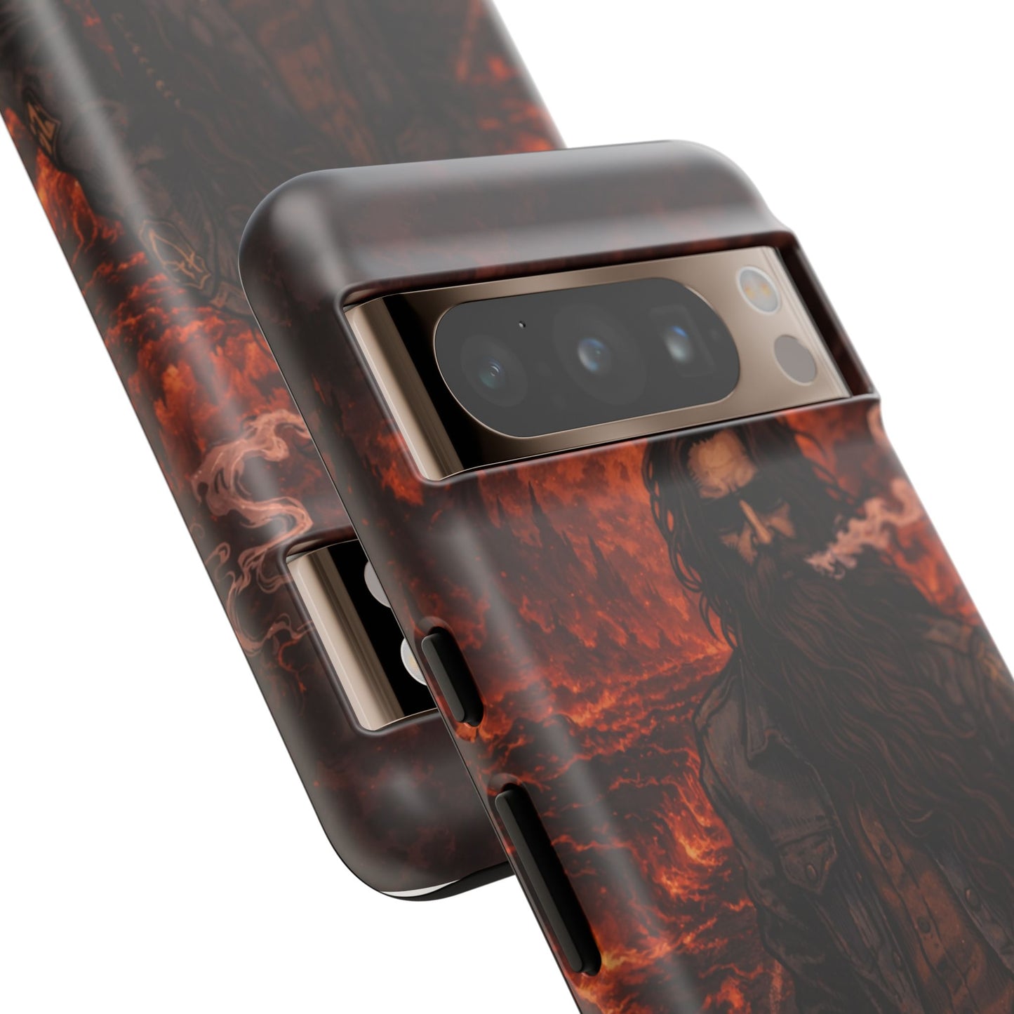 Rugged Beardman Phone Case — Smoky Lava Biker Design