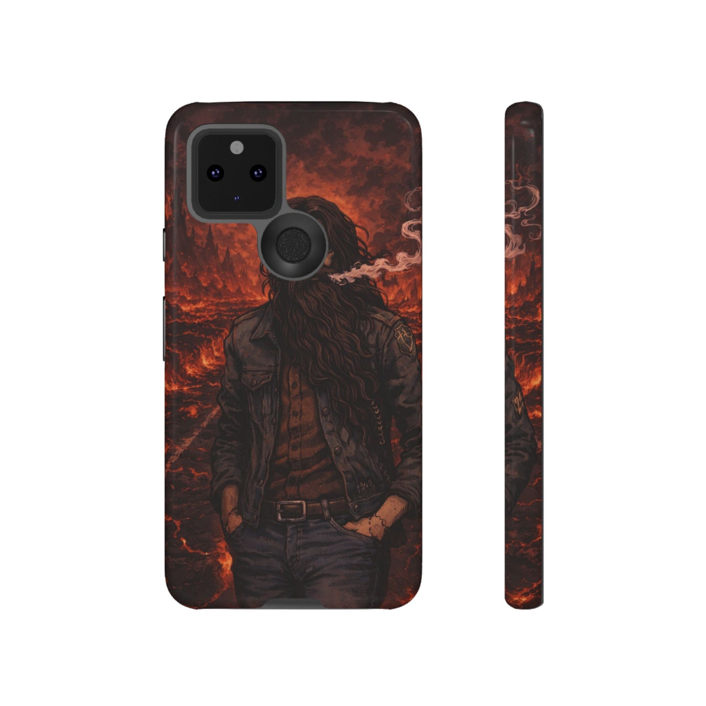 Rugged Beardman Phone Case — Smoky Lava Biker Design
