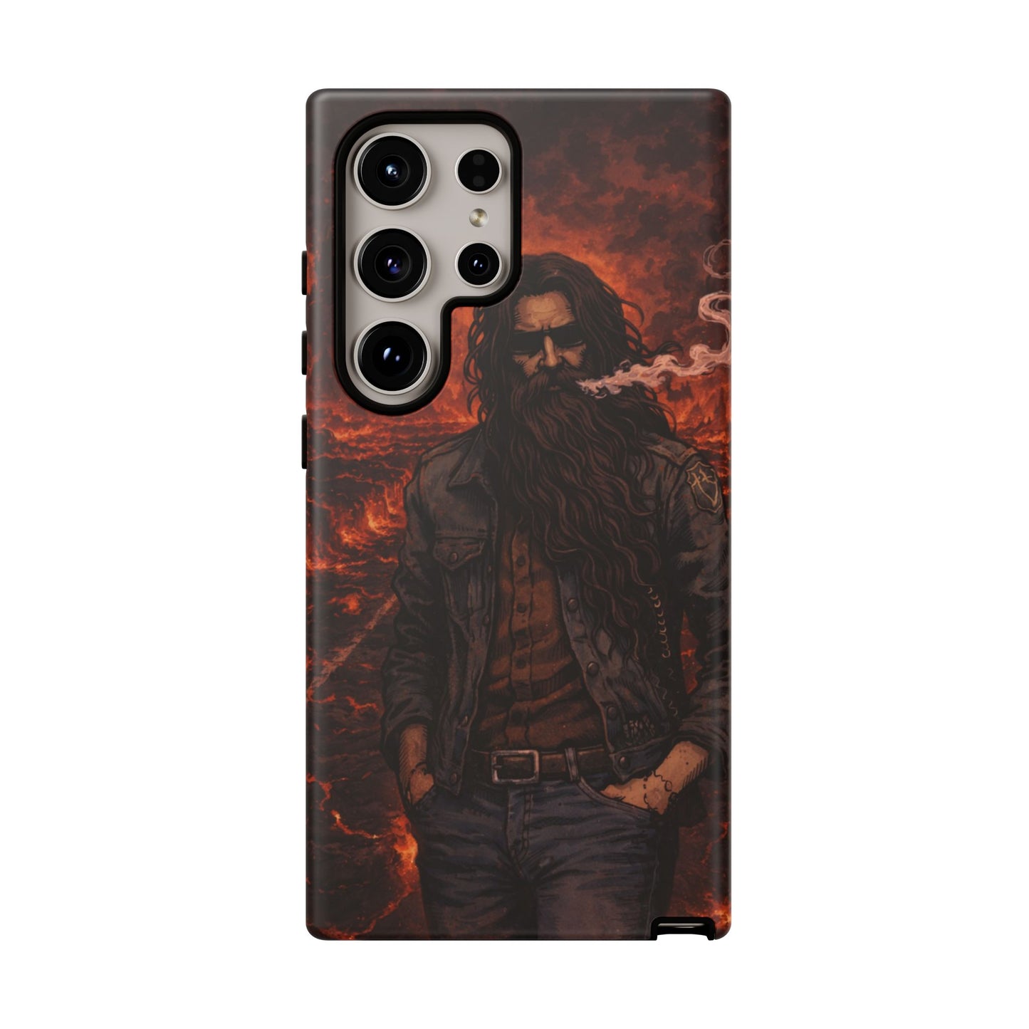 Rugged Beardman Phone Case — Smoky Lava Biker Design