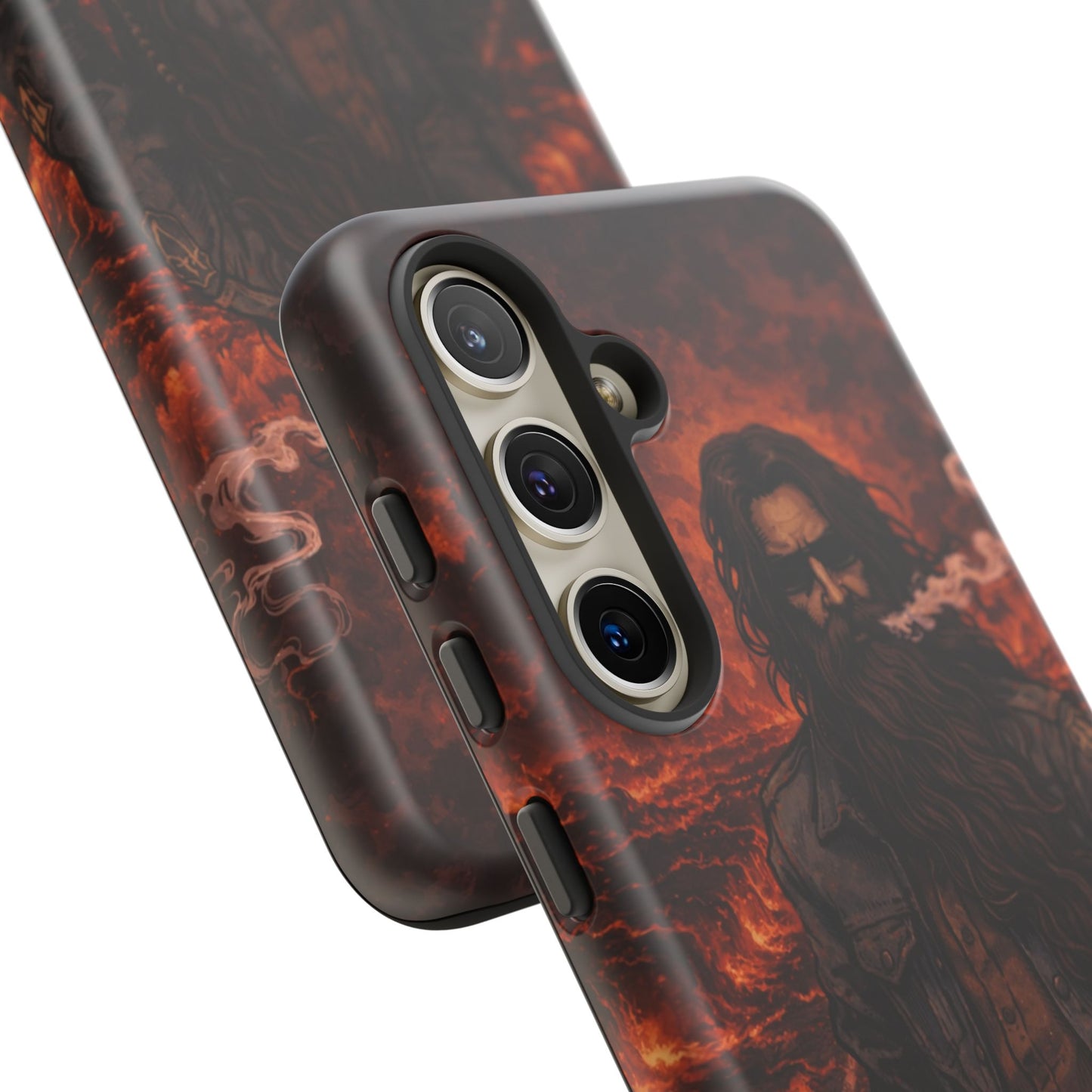 Rugged Beardman Phone Case — Smoky Lava Biker Design