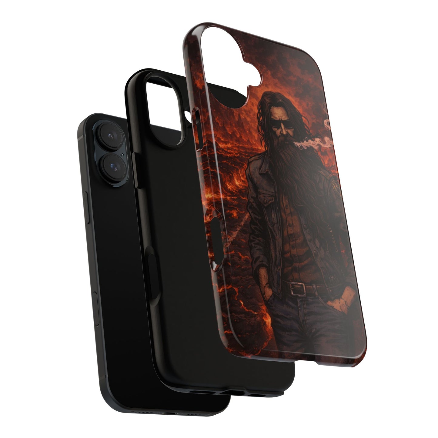 Rugged Beardman Phone Case — Smoky Lava Biker Design