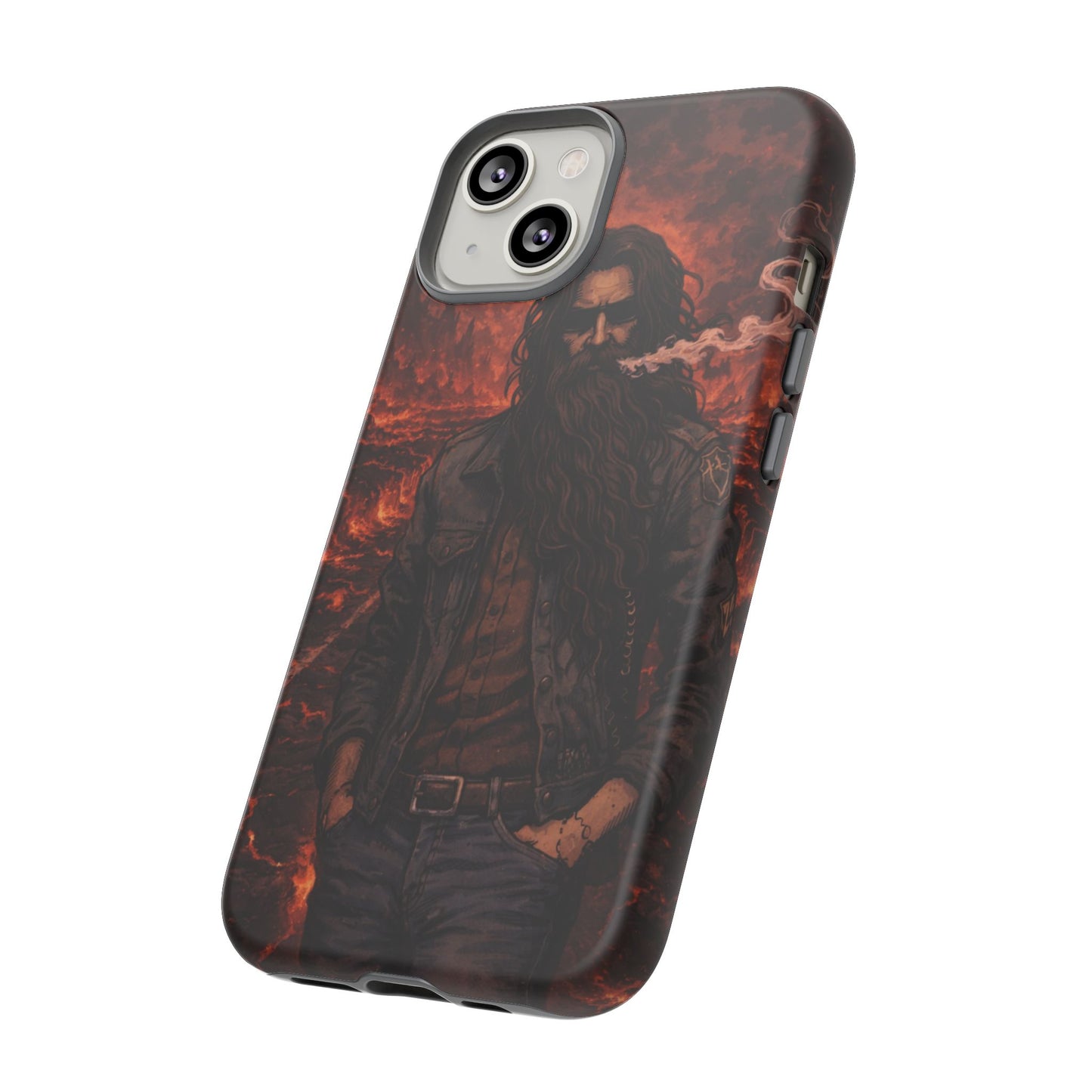 Rugged Beardman Phone Case — Smoky Lava Biker Design