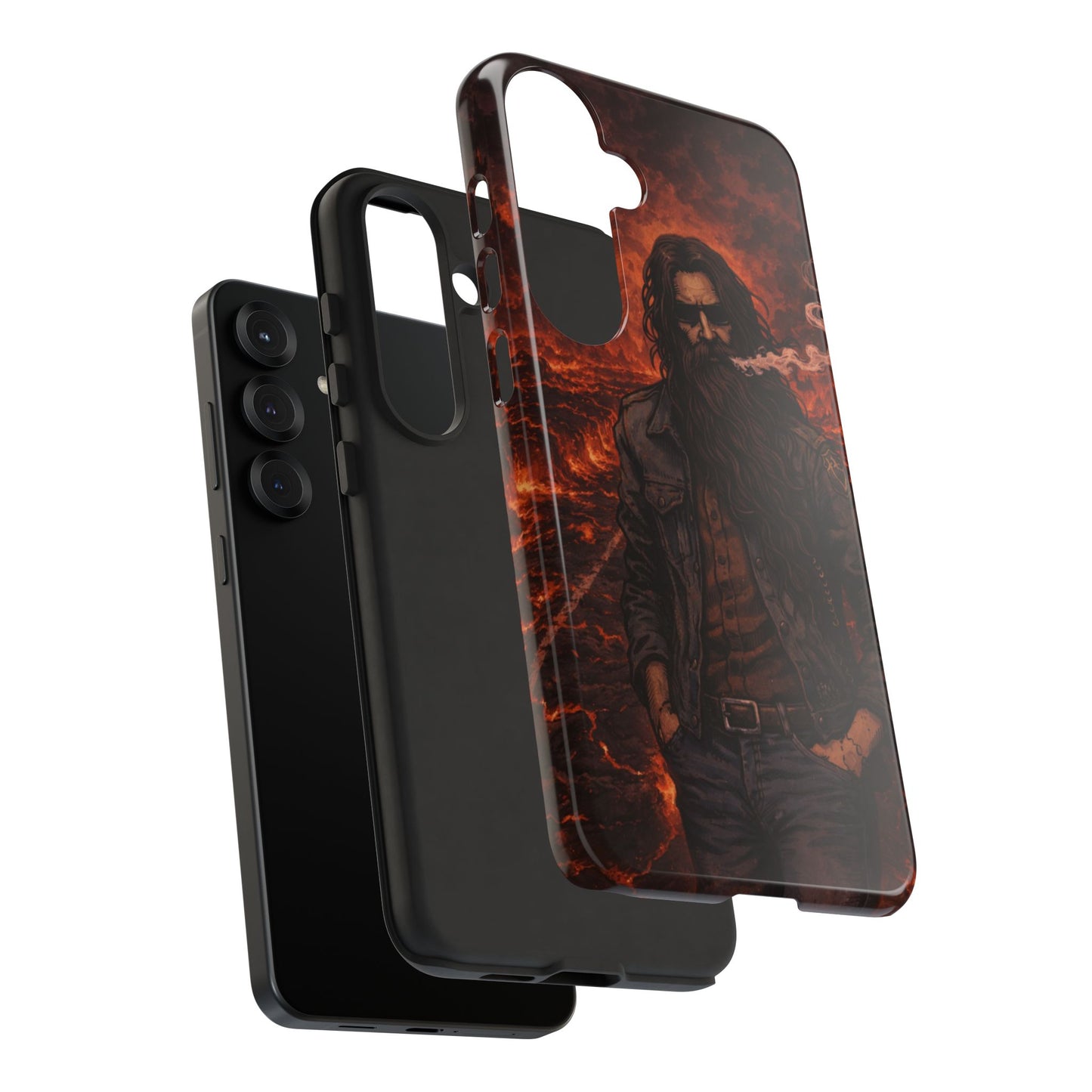 Rugged Beardman Phone Case — Smoky Lava Biker Design