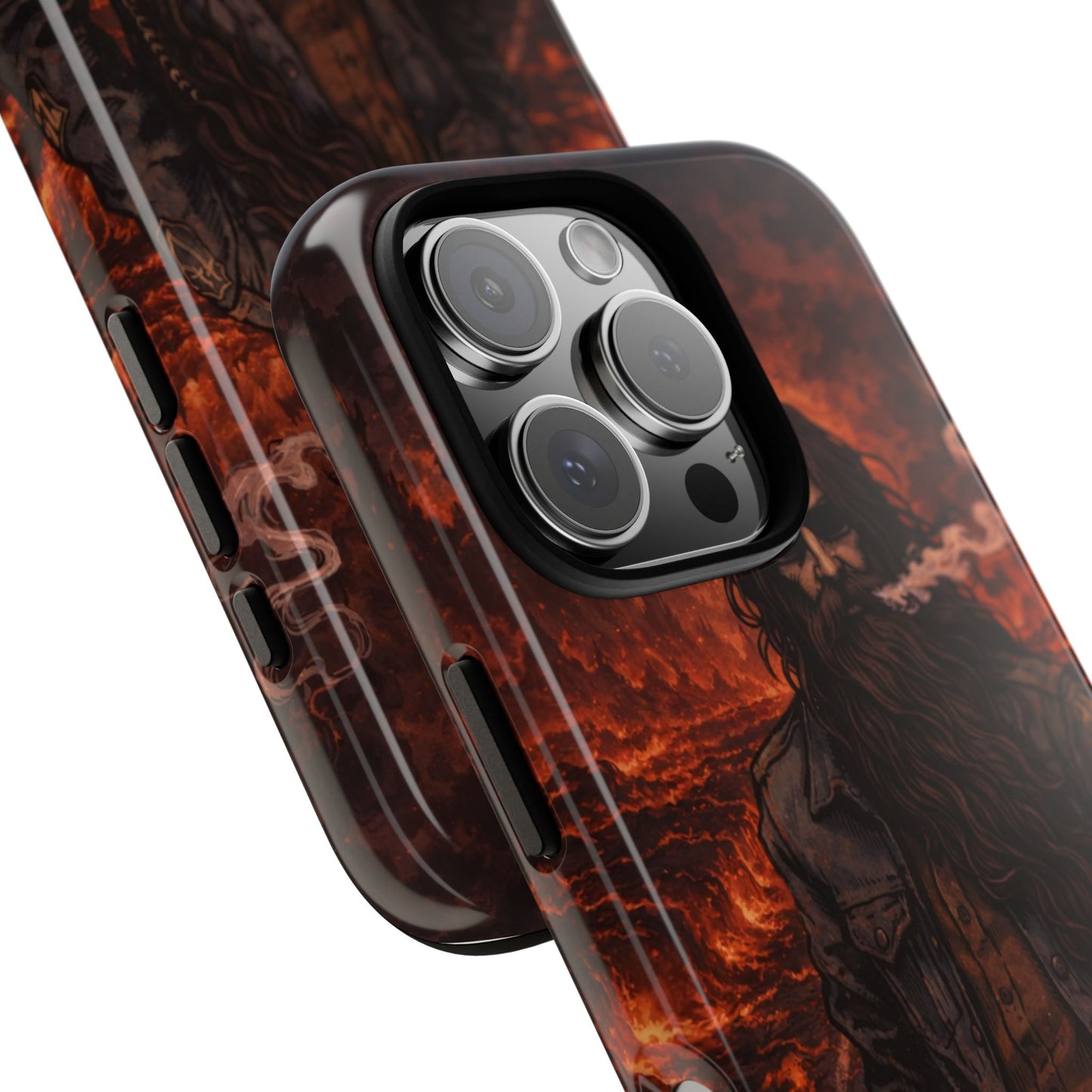 Rugged Beardman Phone Case — Smoky Lava Biker Design