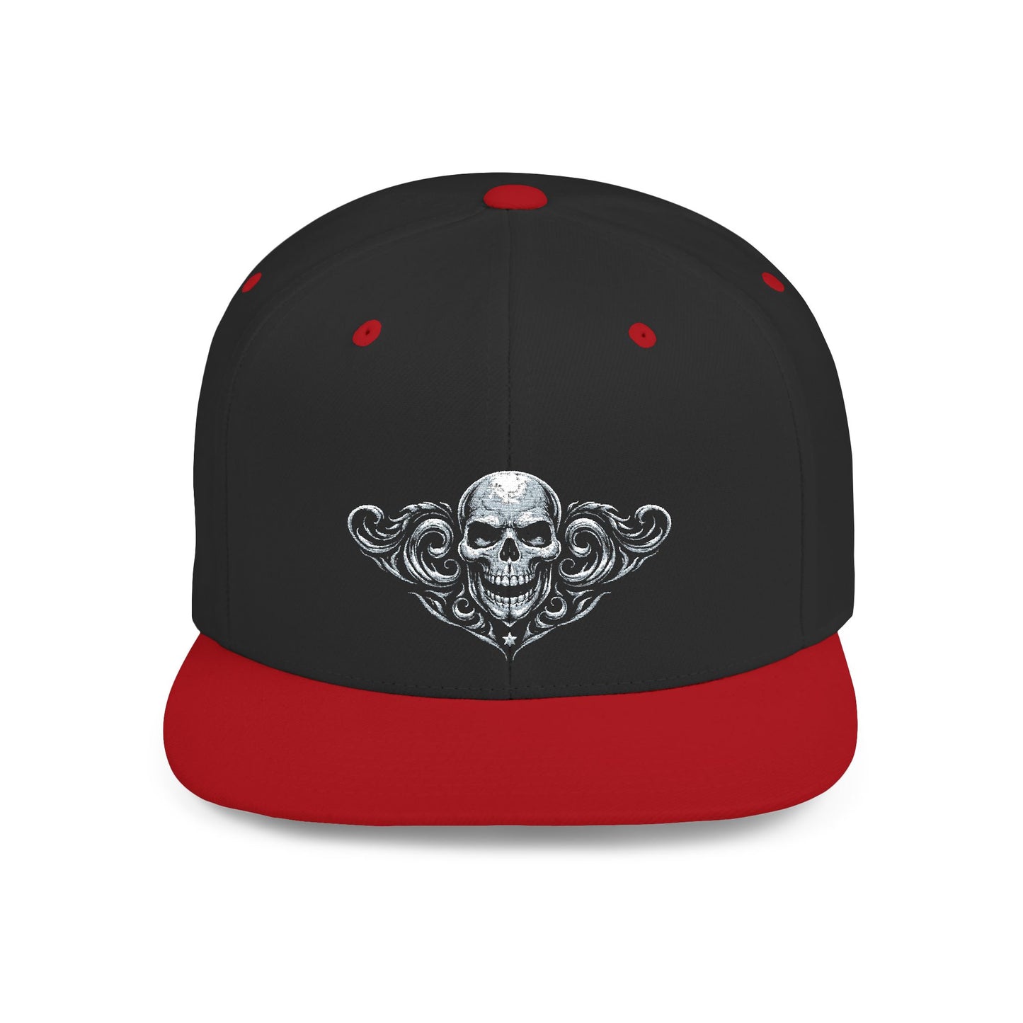 Diamond Skull Flat Bill Snapback Hat — Bling Skull Embroidered Cap