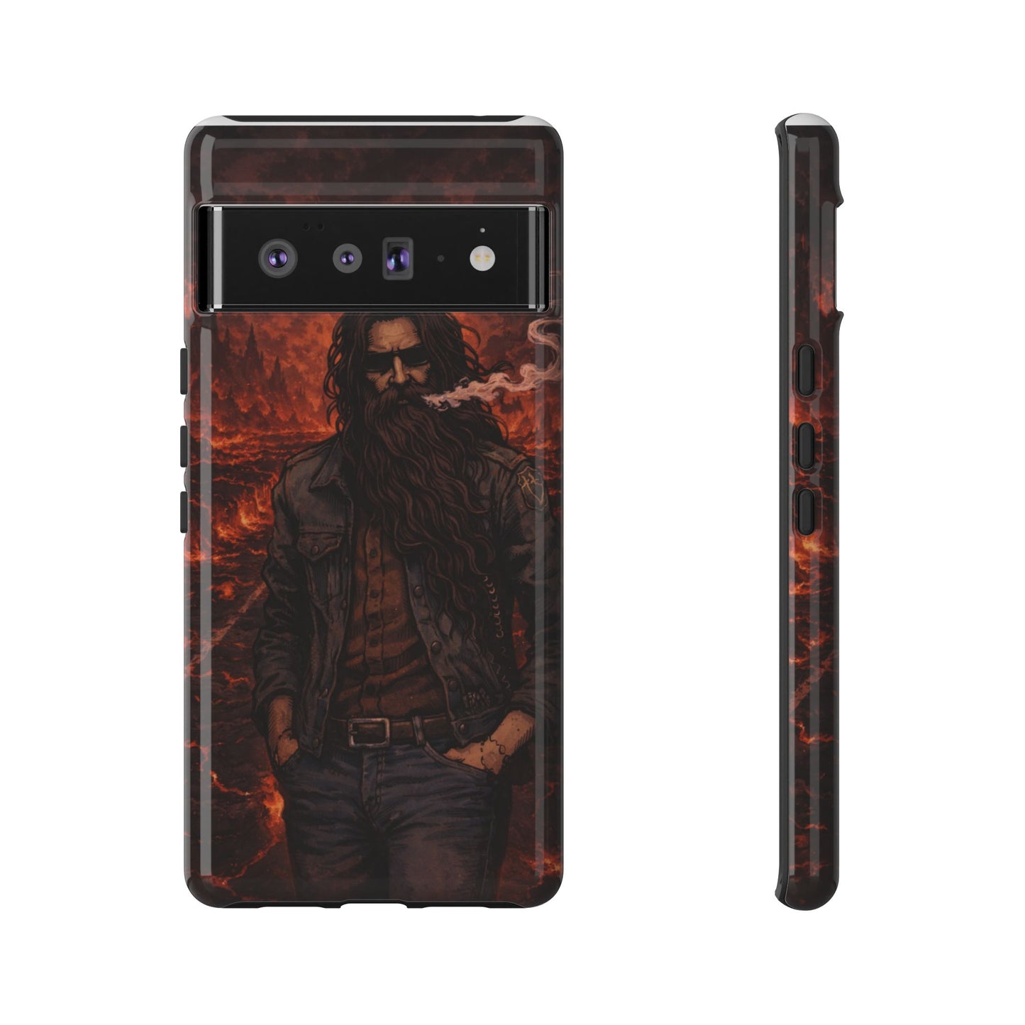 Rugged Beardman Phone Case — Smoky Lava Biker Design