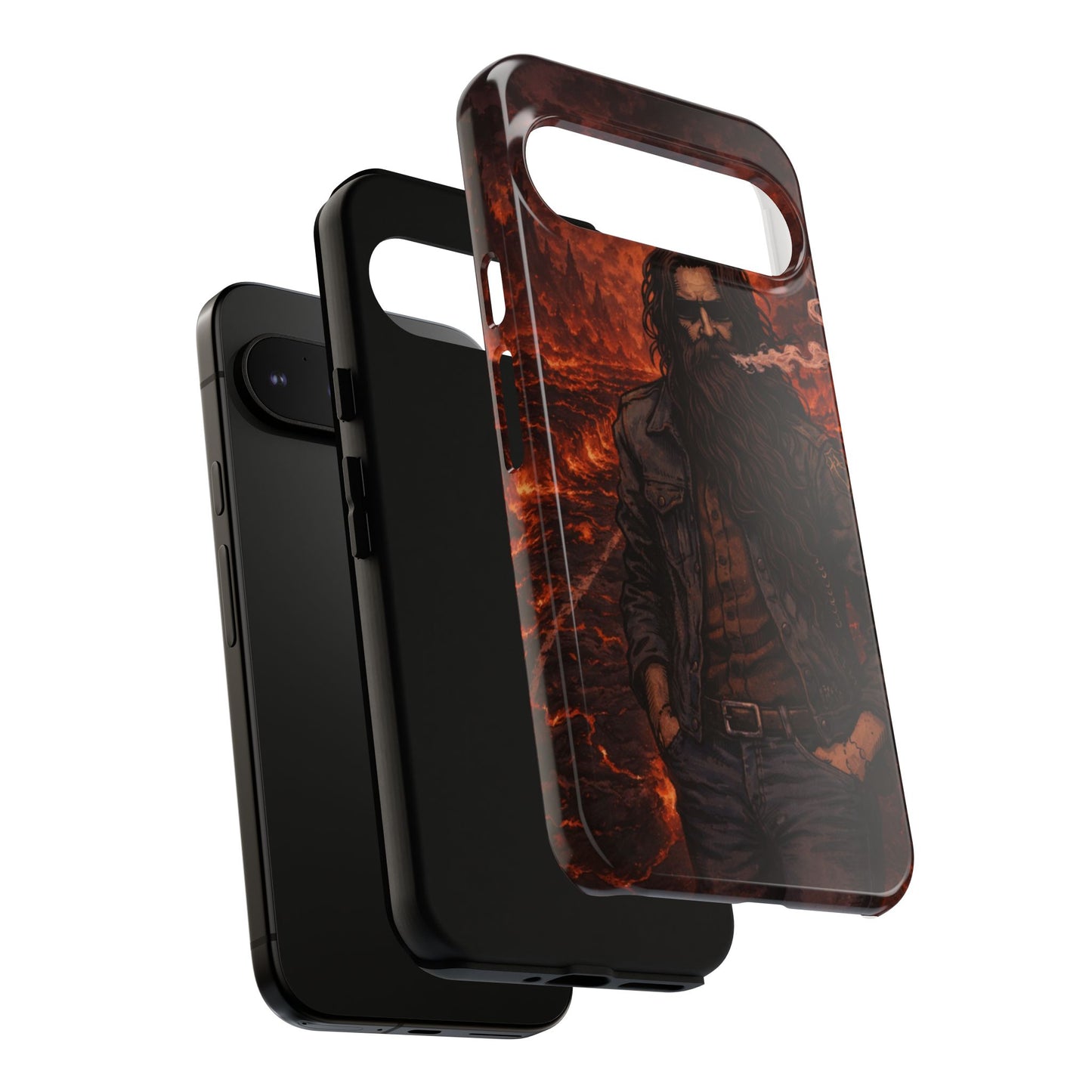 Rugged Beardman Phone Case — Smoky Lava Biker Design