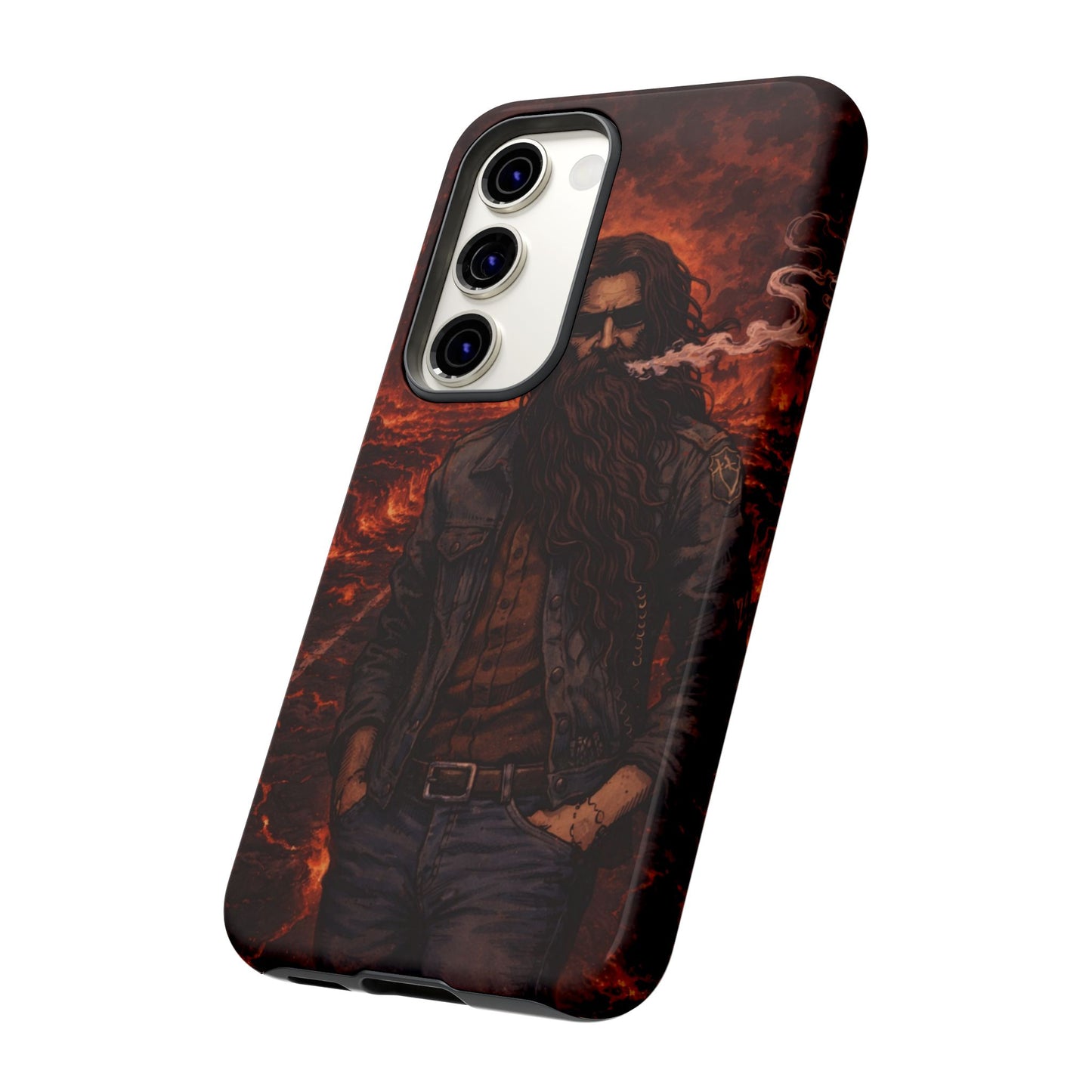 Rugged Beardman Phone Case — Smoky Lava Biker Design