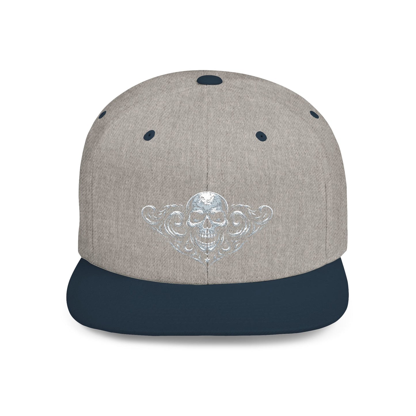 Diamond Skull Flat Bill Snapback Hat — Bling Skull Embroidered Cap