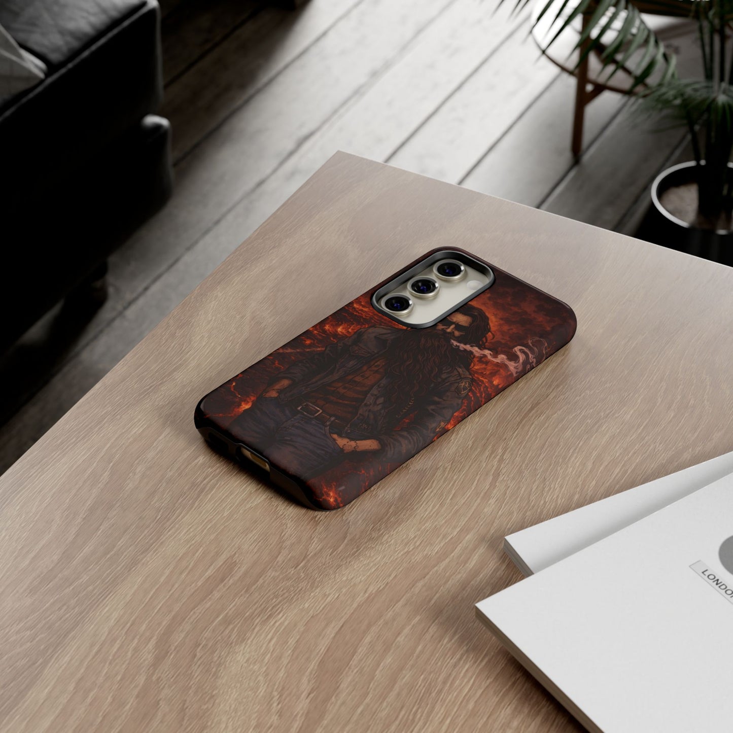 Rugged Beardman Phone Case — Smoky Lava Biker Design