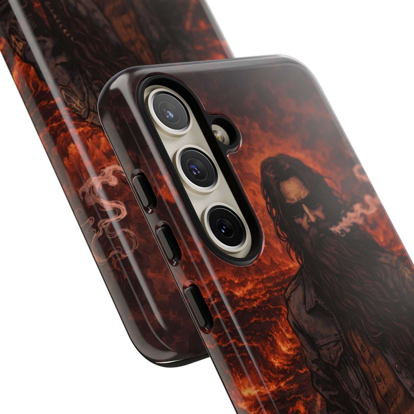 Rugged Beardman Phone Case — Smoky Lava Biker Design