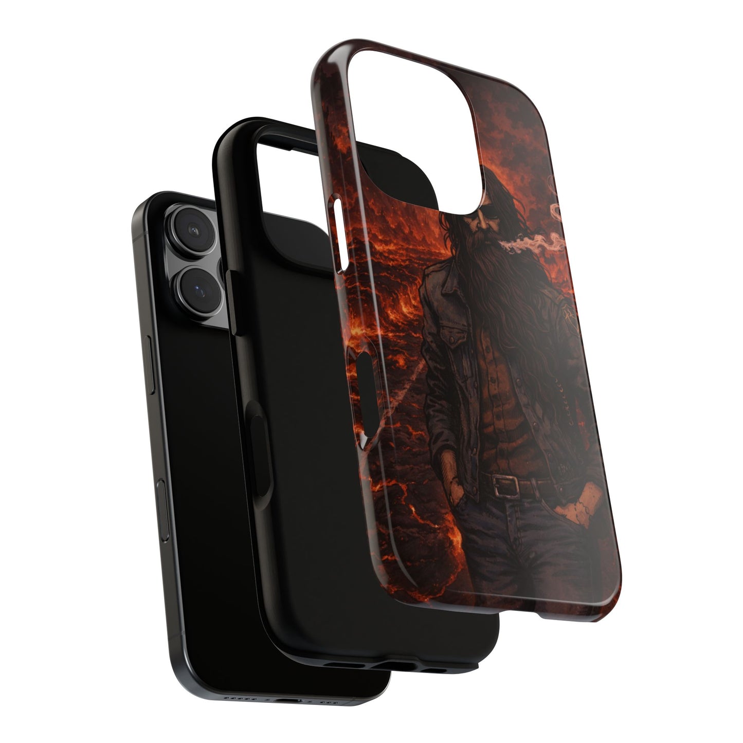 Rugged Beardman Phone Case — Smoky Lava Biker Design