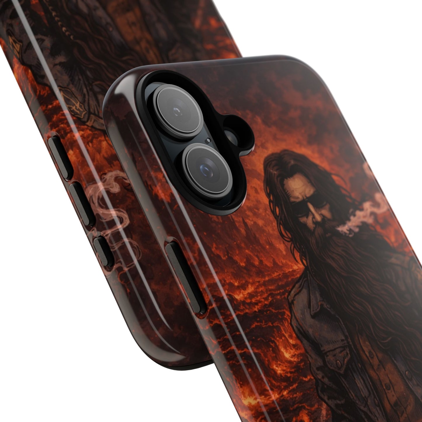 Rugged Beardman Phone Case — Smoky Lava Biker Design