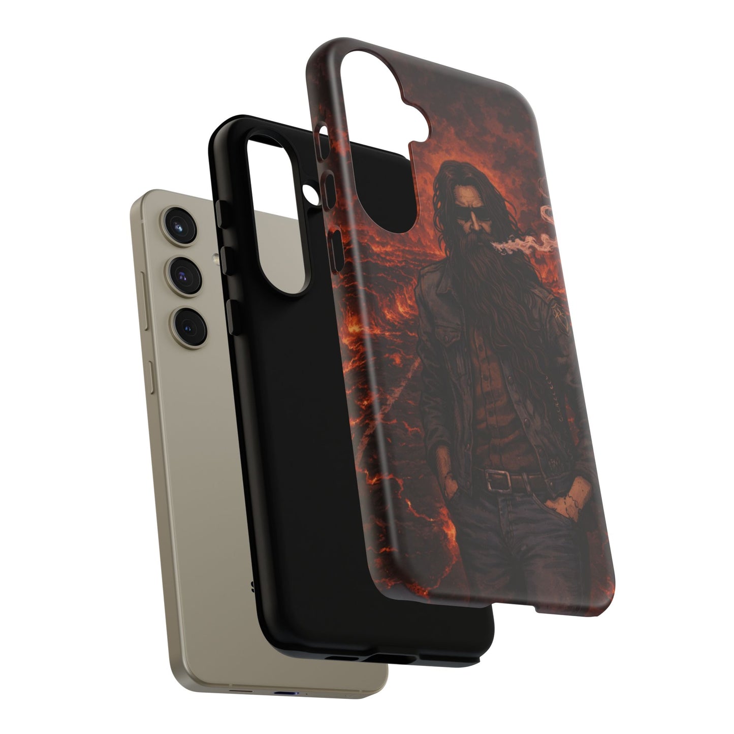 Rugged Beardman Phone Case — Smoky Lava Biker Design