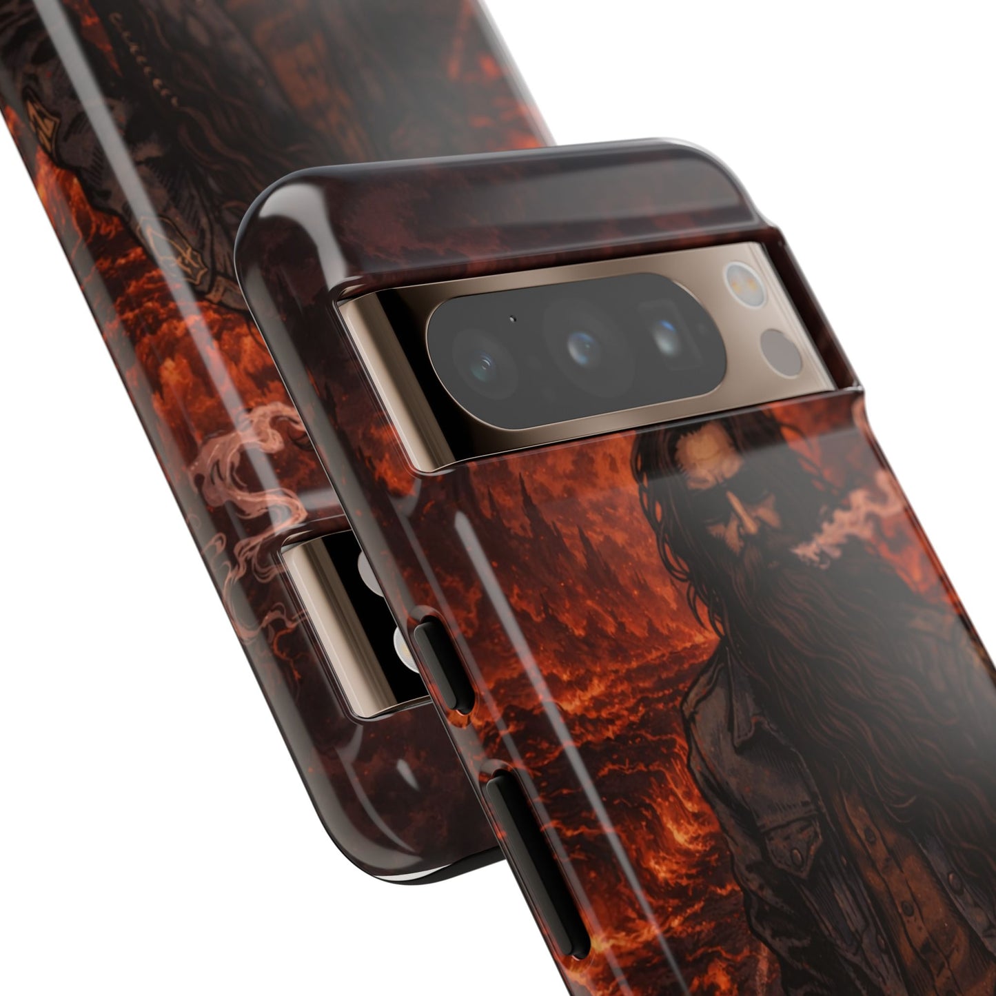 Rugged Beardman Phone Case — Smoky Lava Biker Design