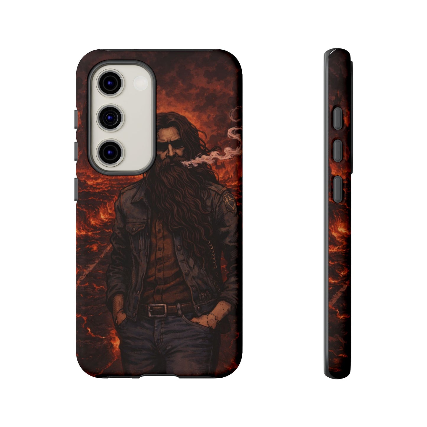 Rugged Beardman Phone Case — Smoky Lava Biker Design