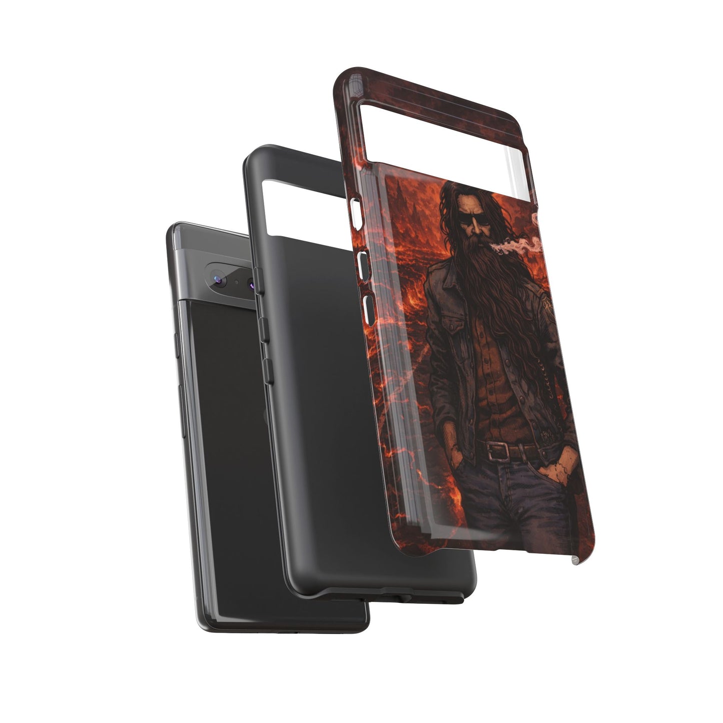 Rugged Beardman Phone Case — Smoky Lava Biker Design