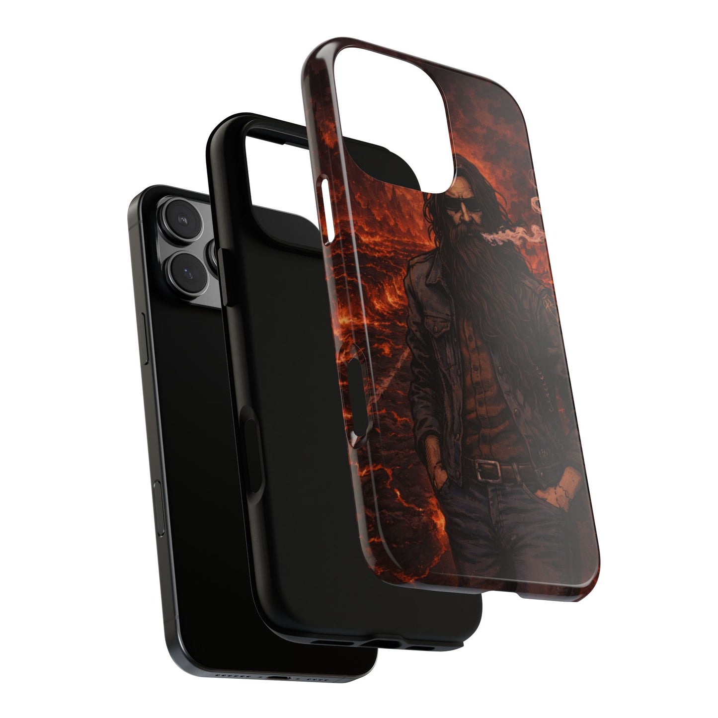 Rugged Beardman Phone Case — Smoky Lava Biker Design