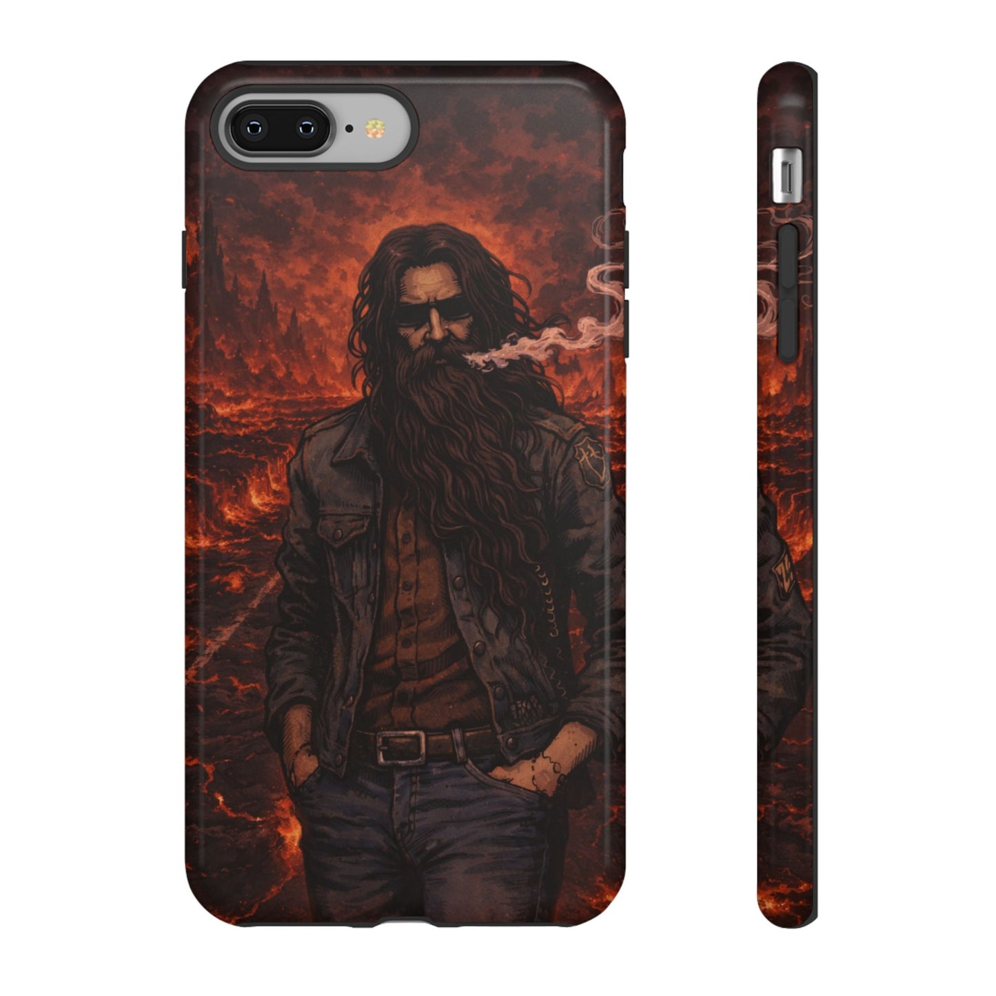 Rugged Beardman Phone Case — Smoky Lava Biker Design